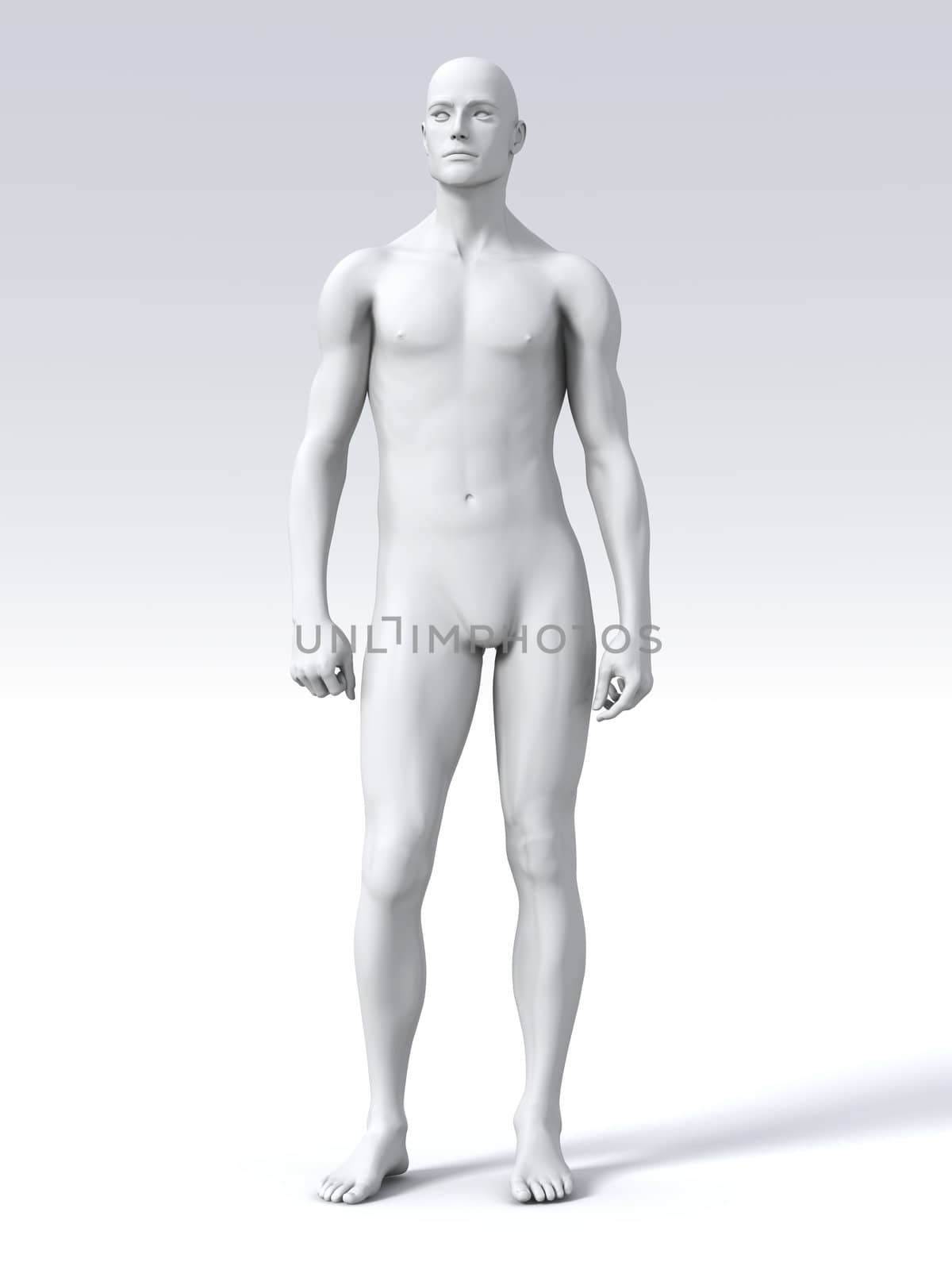 A standing, strong man, 3D rendered Illustration. 