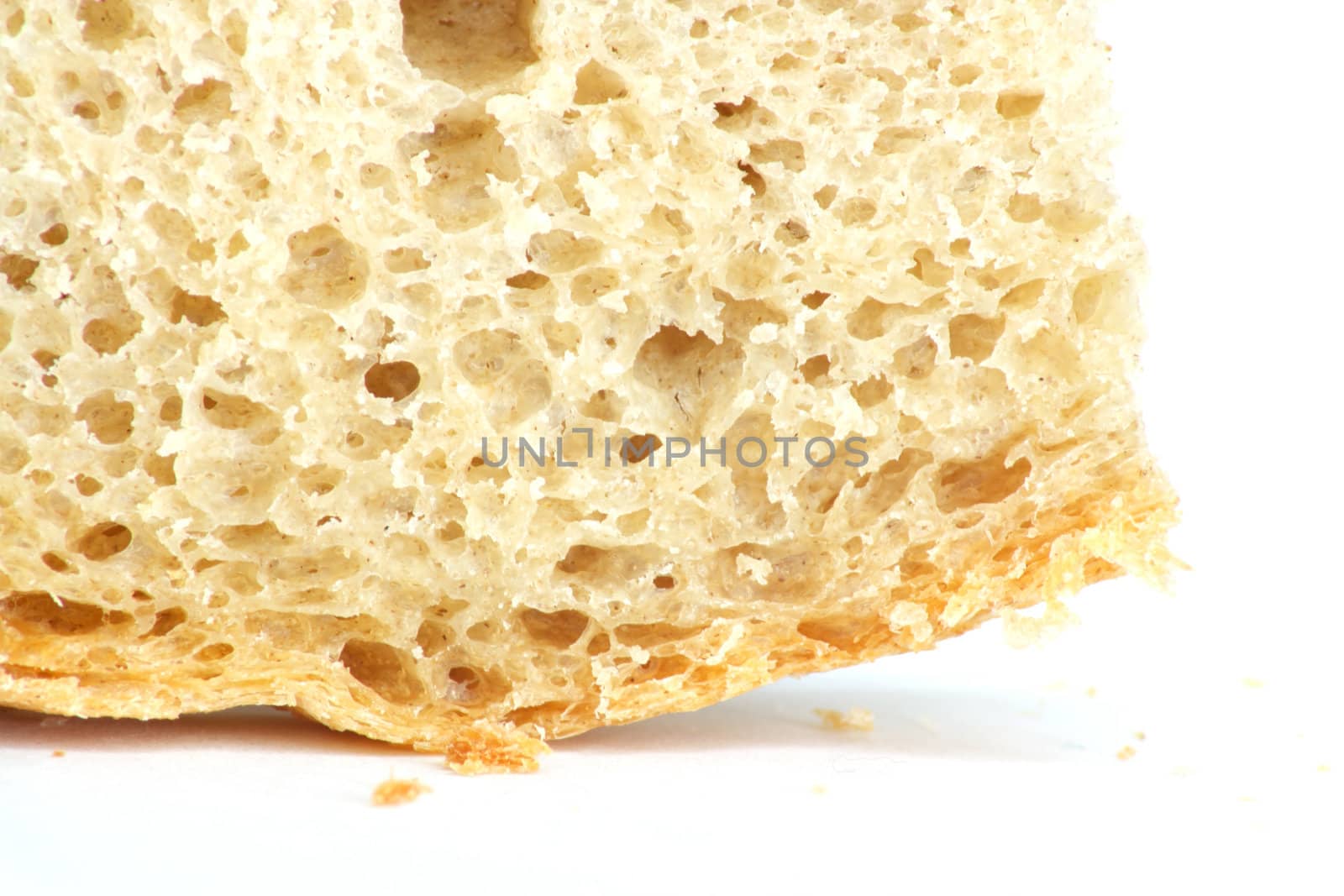 crust of bread as a backdrop. Macro