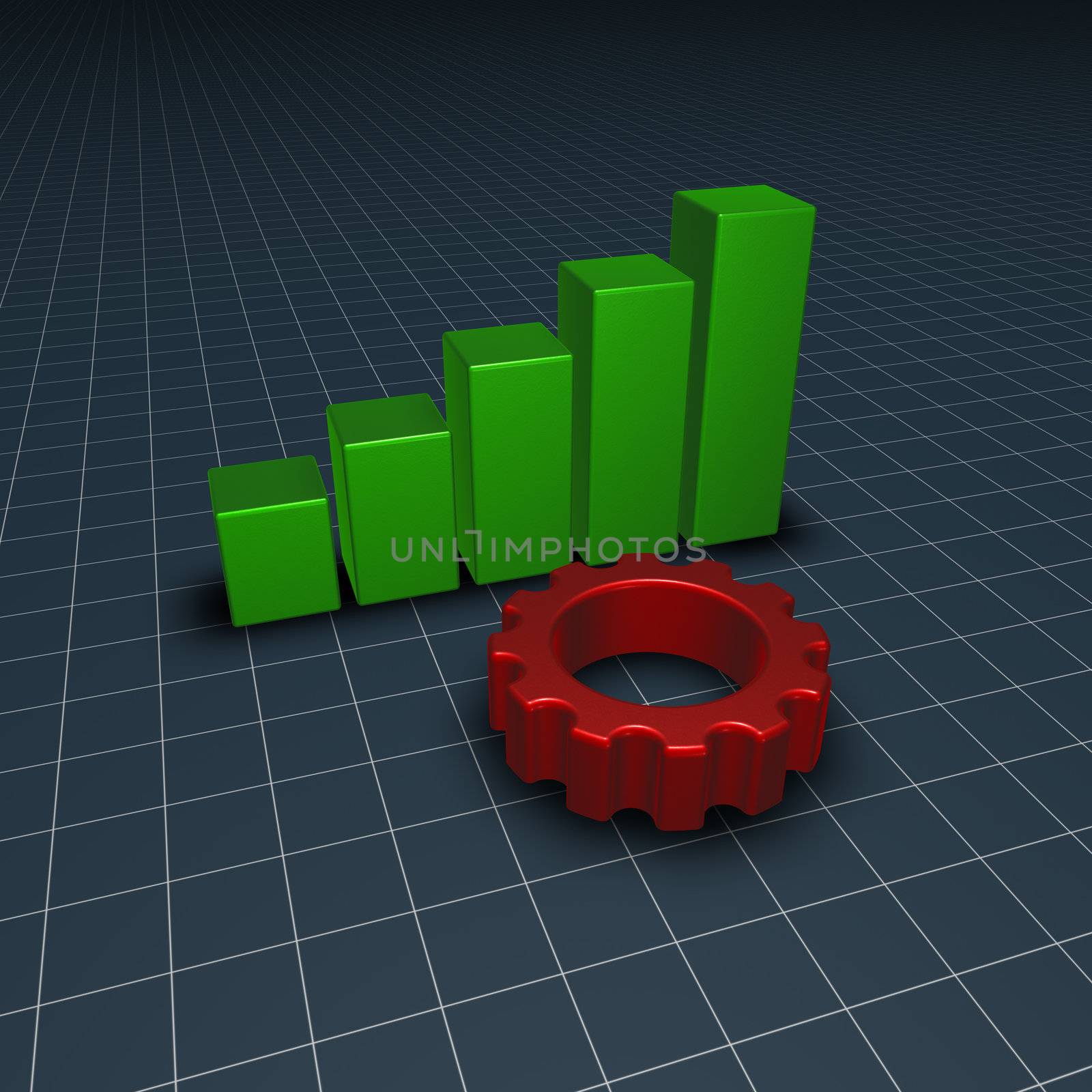 gear wheel and business graph - 3d illustration