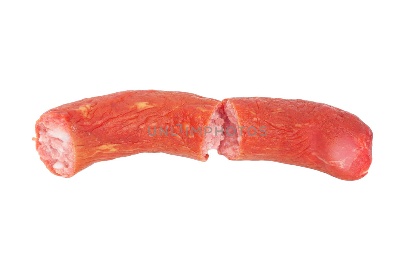 slice sausage on white background 