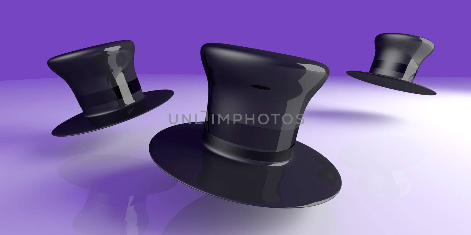 A classic Cylinder Hat. 3D rendered Illustration. 