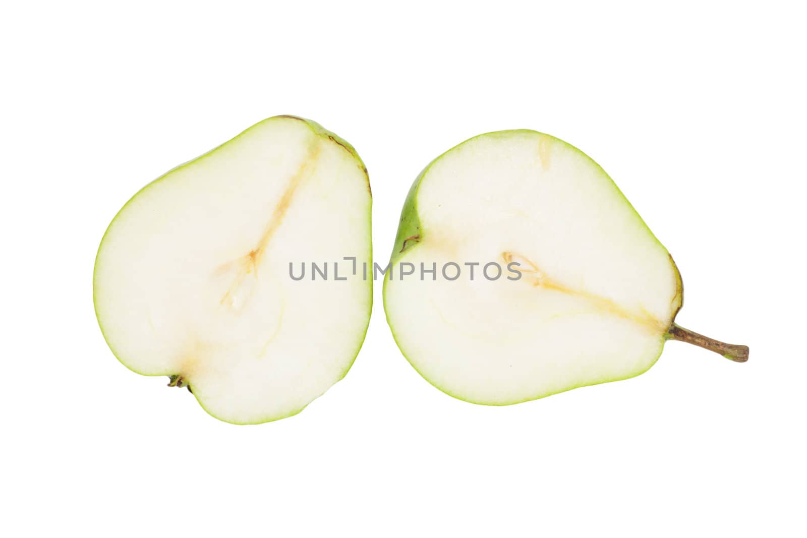 sliced ​​pear isolated on white background