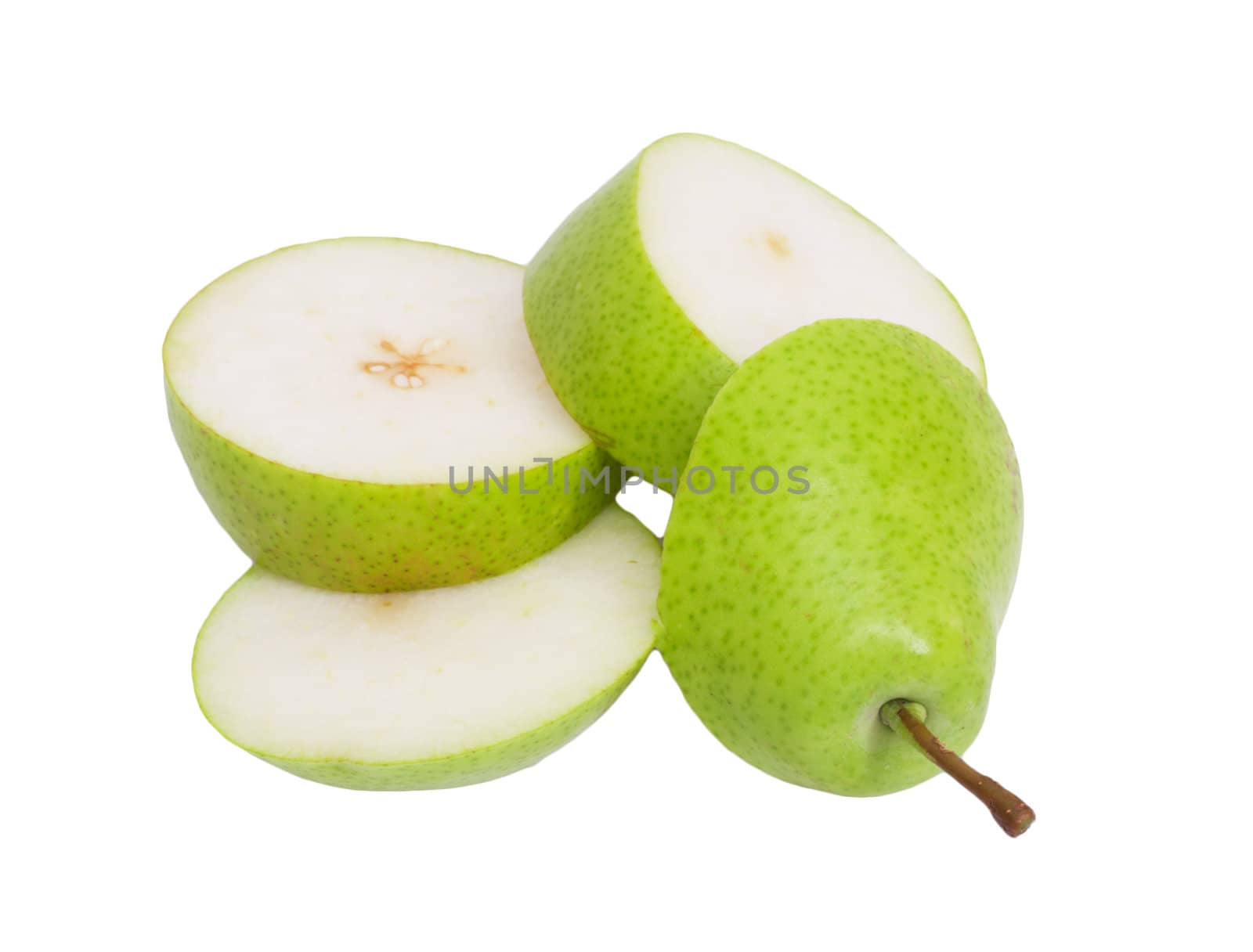 sliced ​​pear isolated on white background by schankz