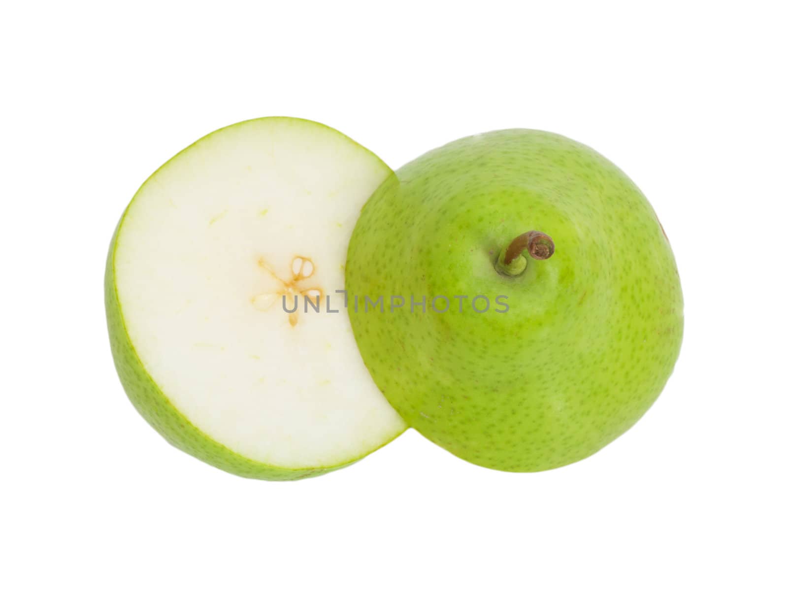 sliced ​​pear isolated on white background