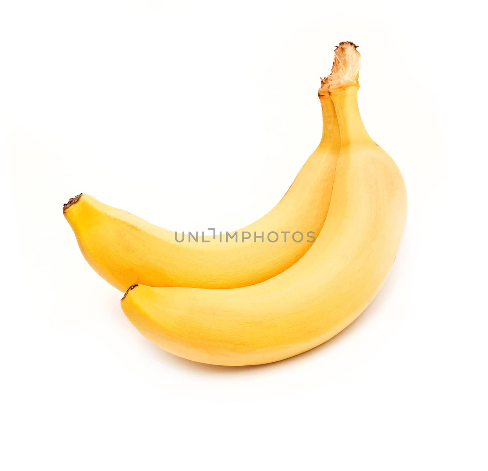 Two ripe banana on white background