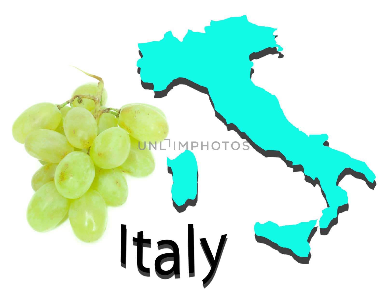 Map of Italy and the Grapes