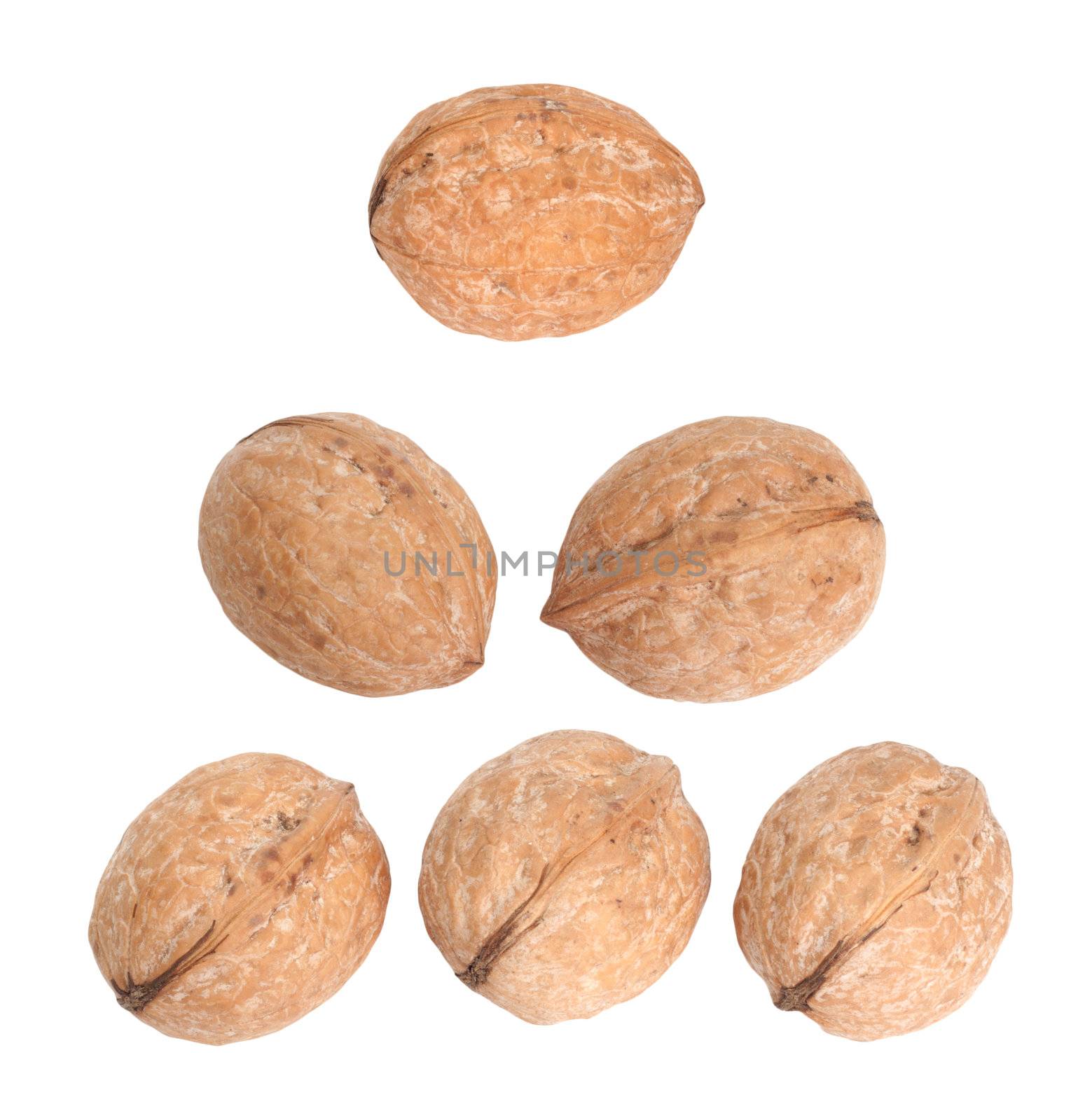 3 nuts isolated on white  by schankz