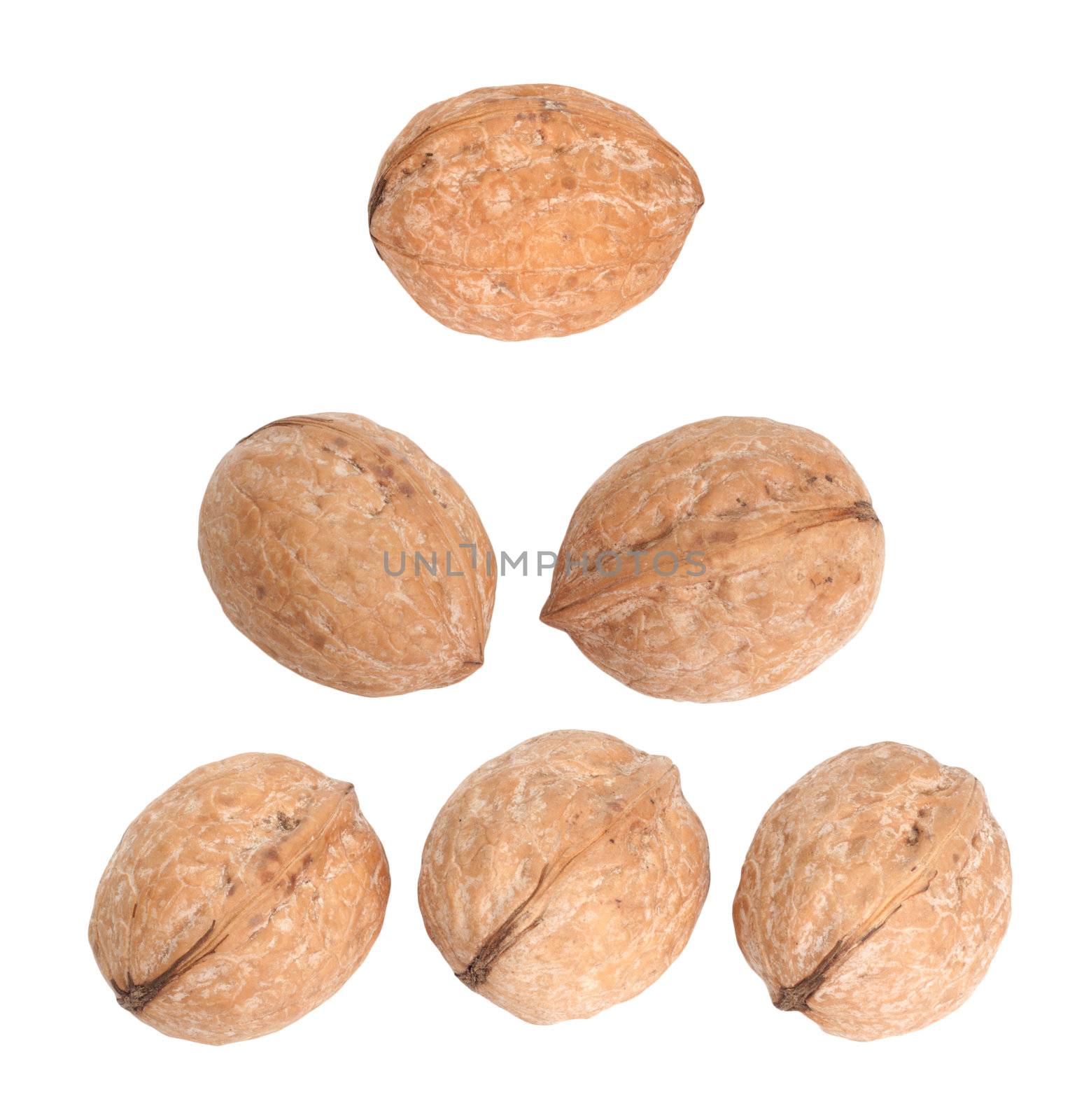 3 nuts isolated on white 