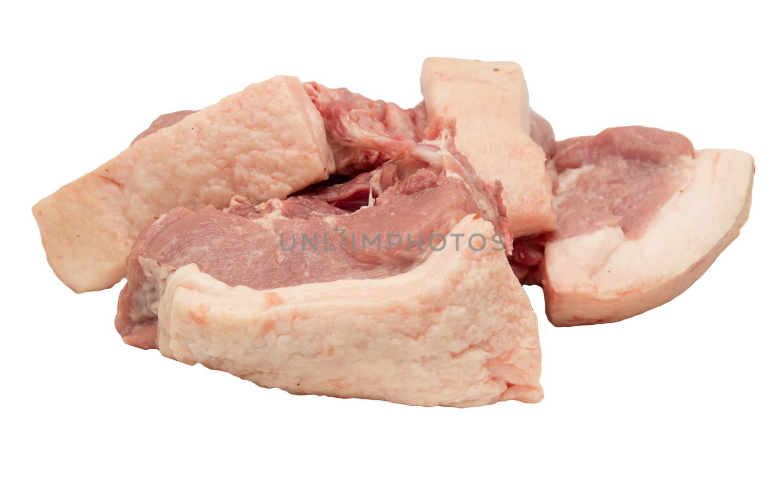 Fresh pork on a white background