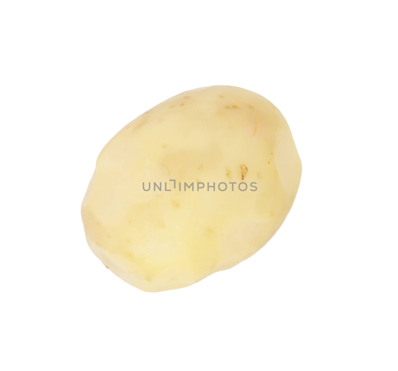 Raw peeled potatoes on white background 