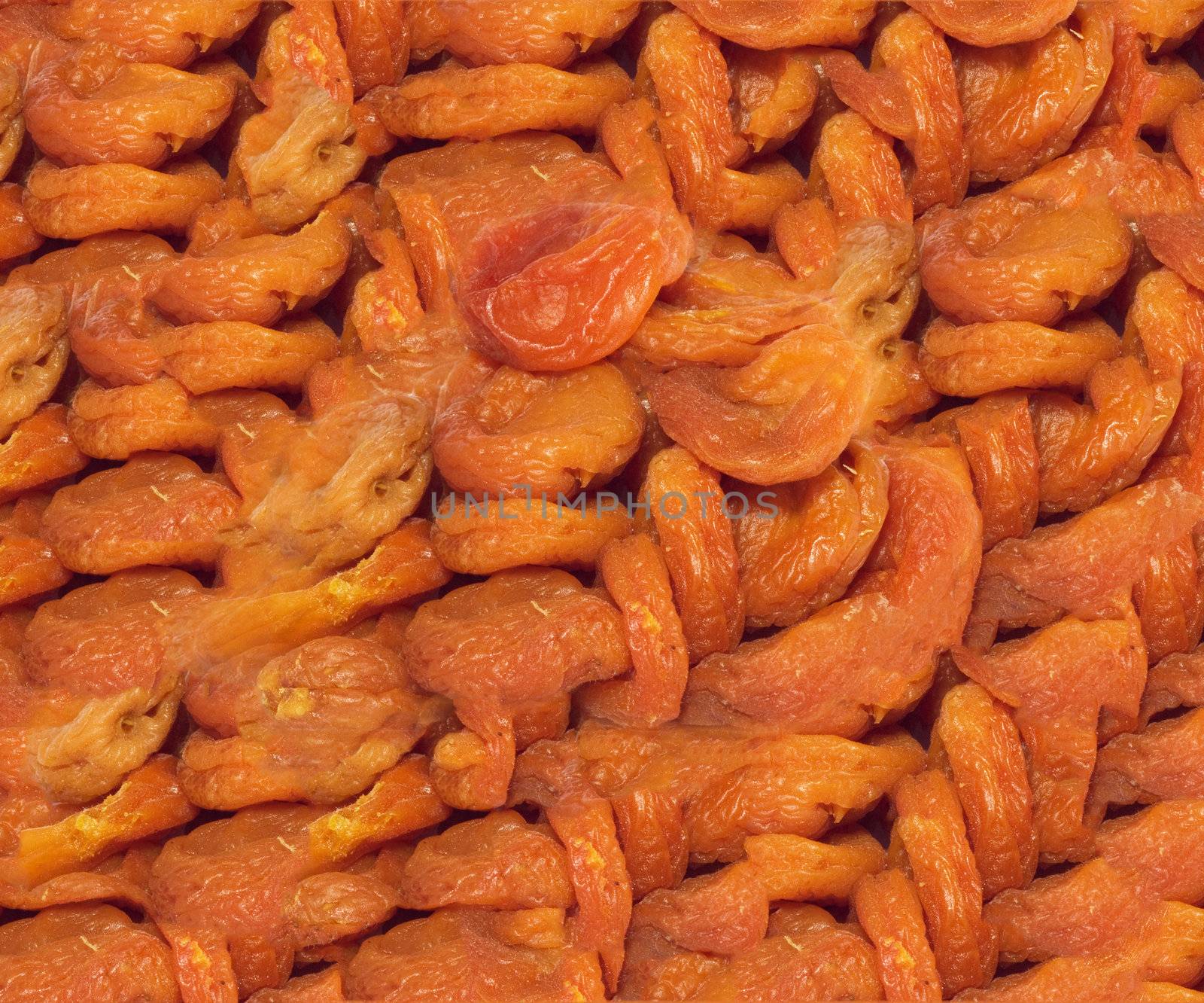 Dried apricots in the background