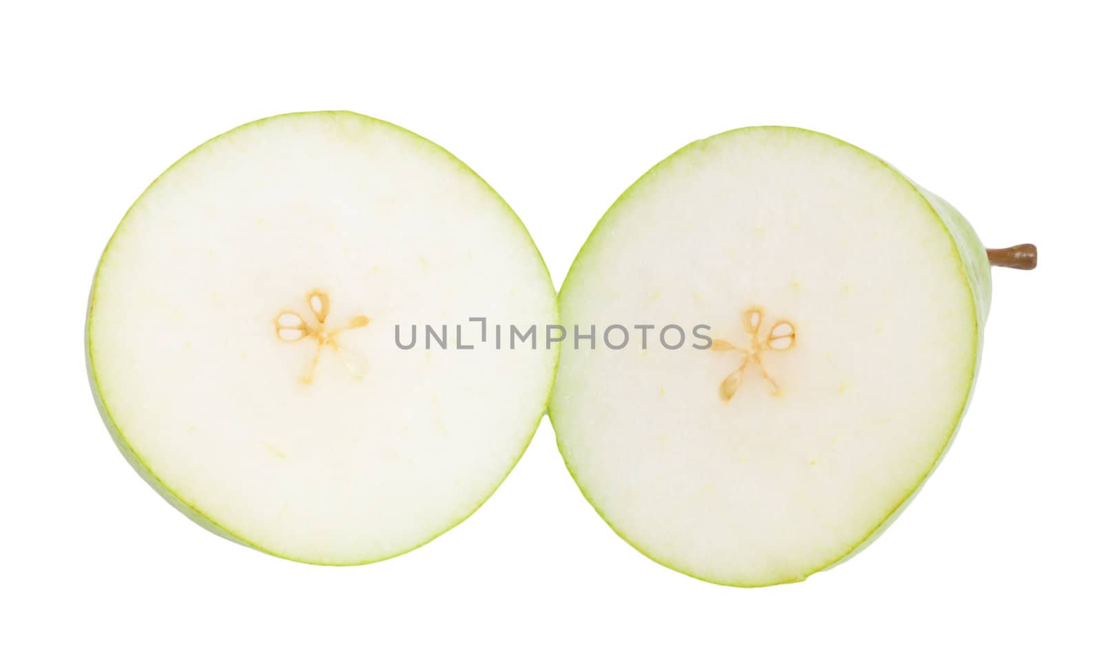 sliced ​​pear isolated on white background