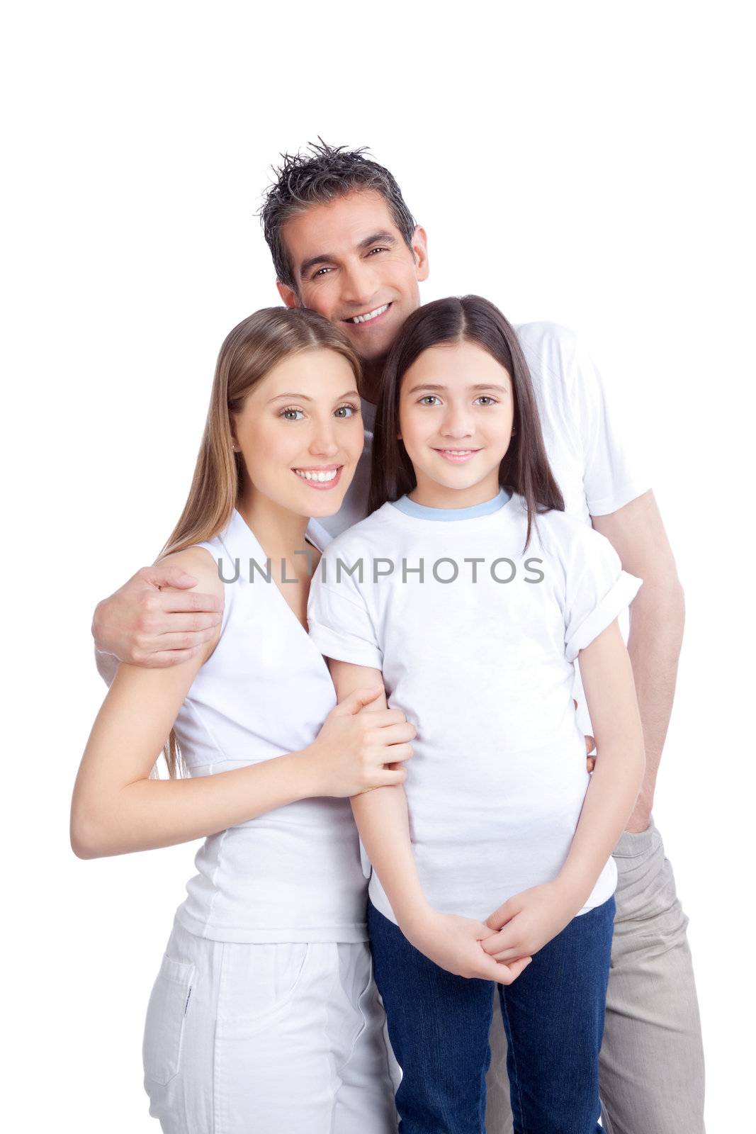 Happy Couple with Daughter by leaf