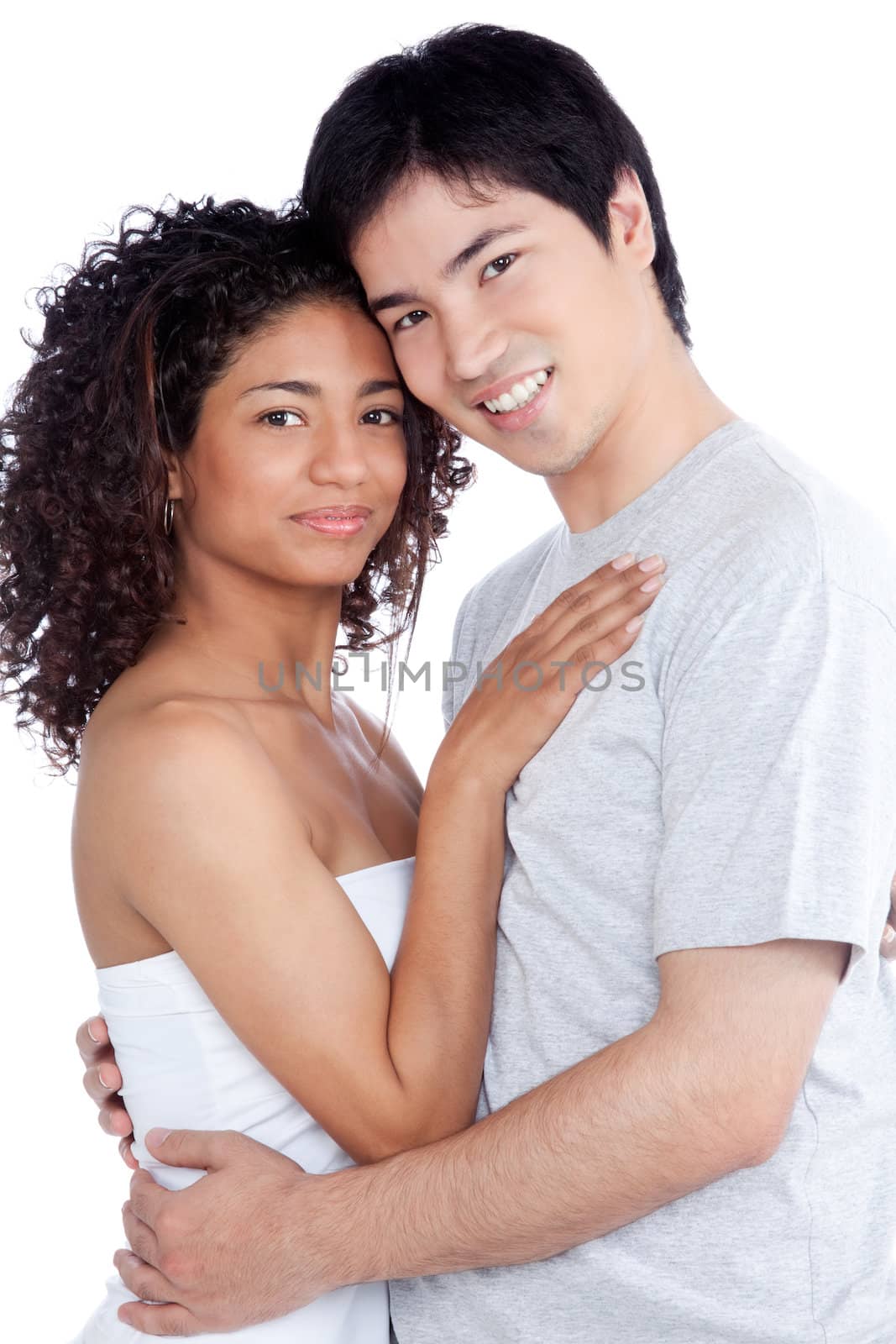 Diverse Young Couple by leaf