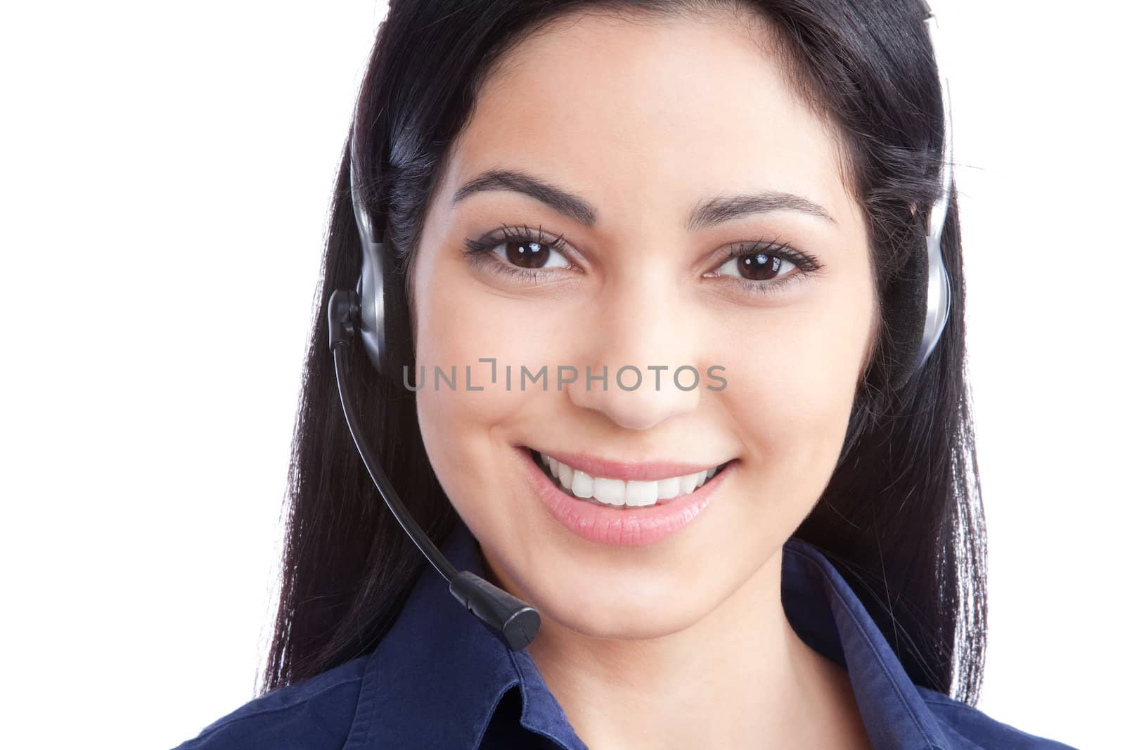 Businesswoman Wearing A Headset by leaf