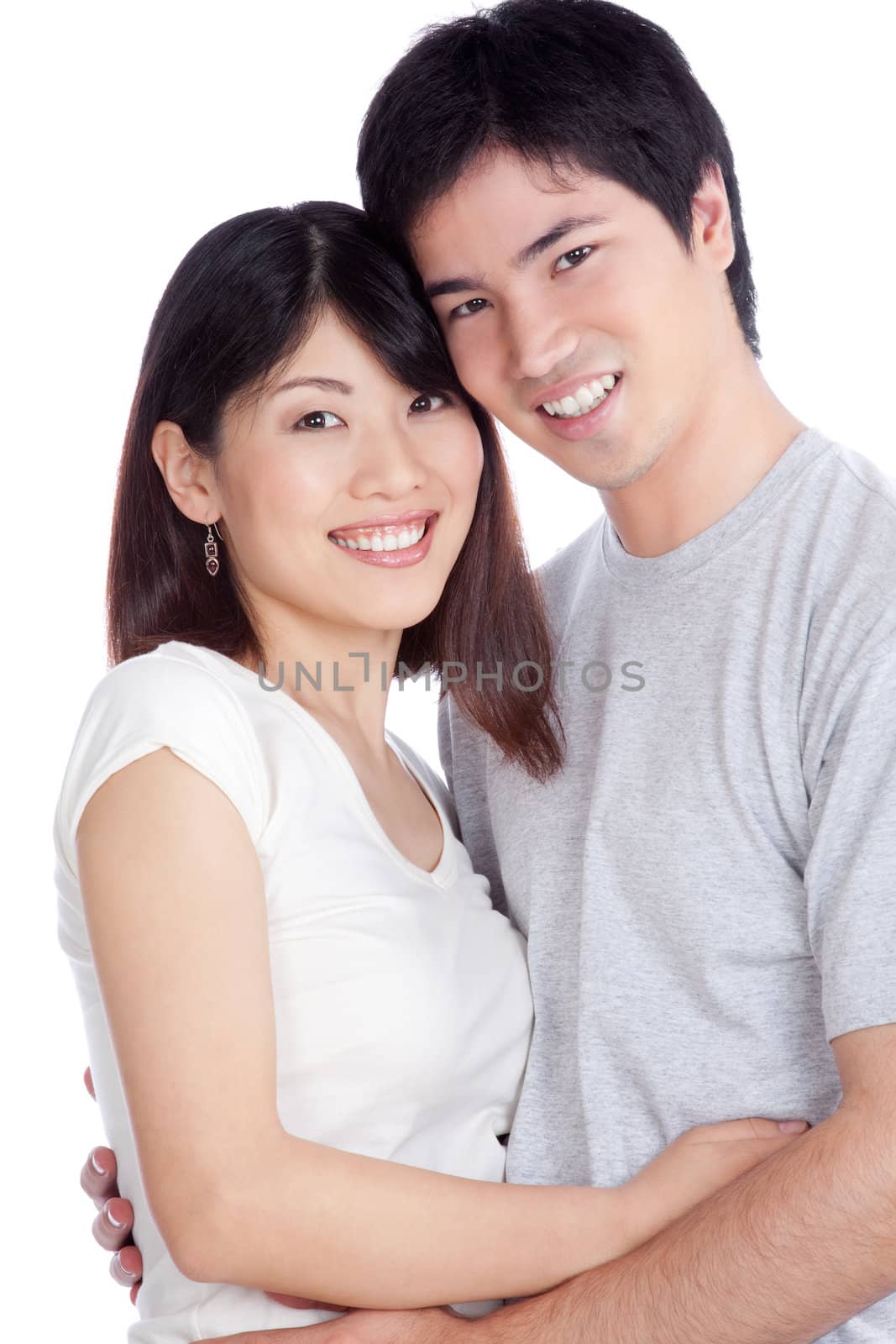 Asian Young Couple by leaf