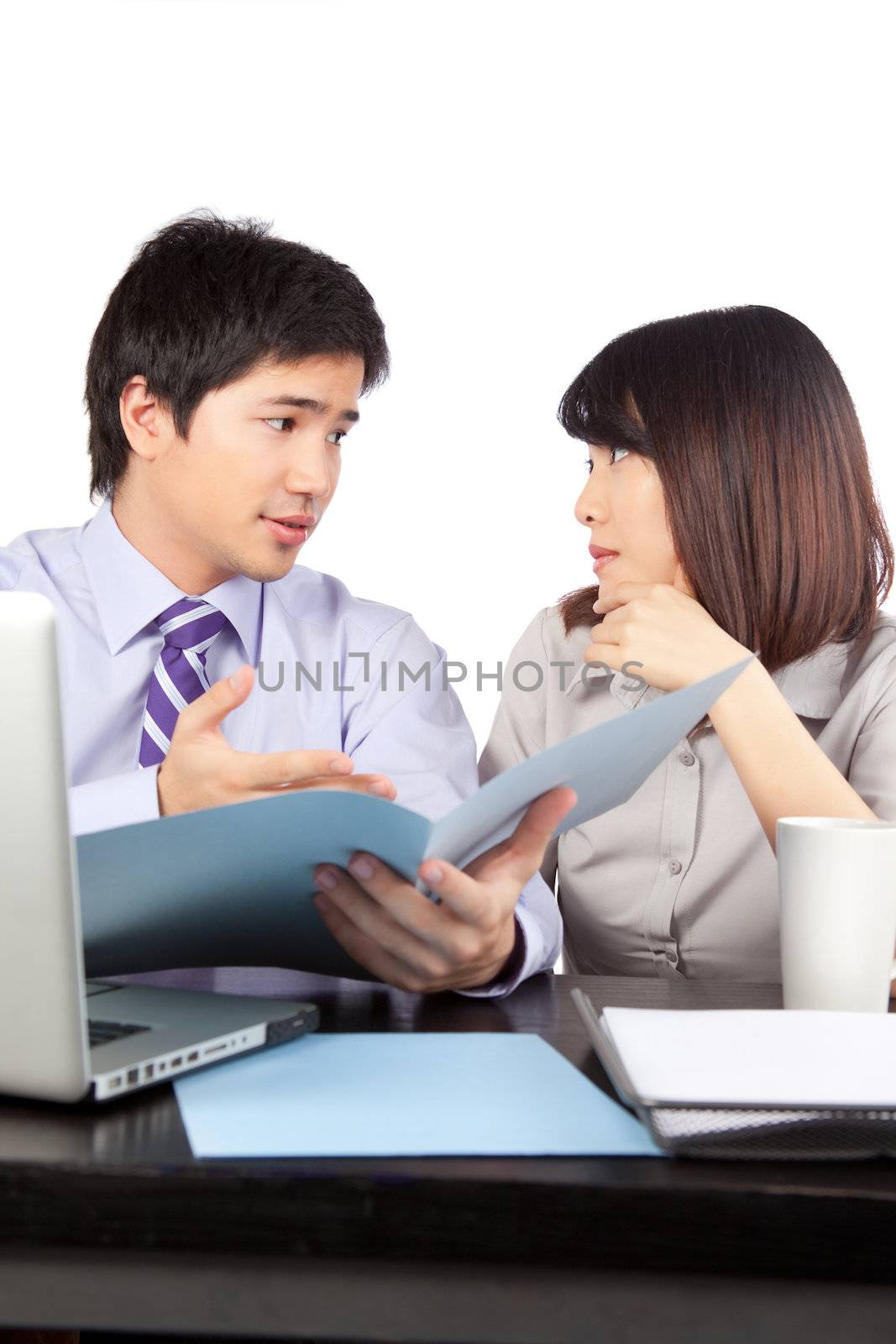 Businessman And Businesswoman At Work by leaf