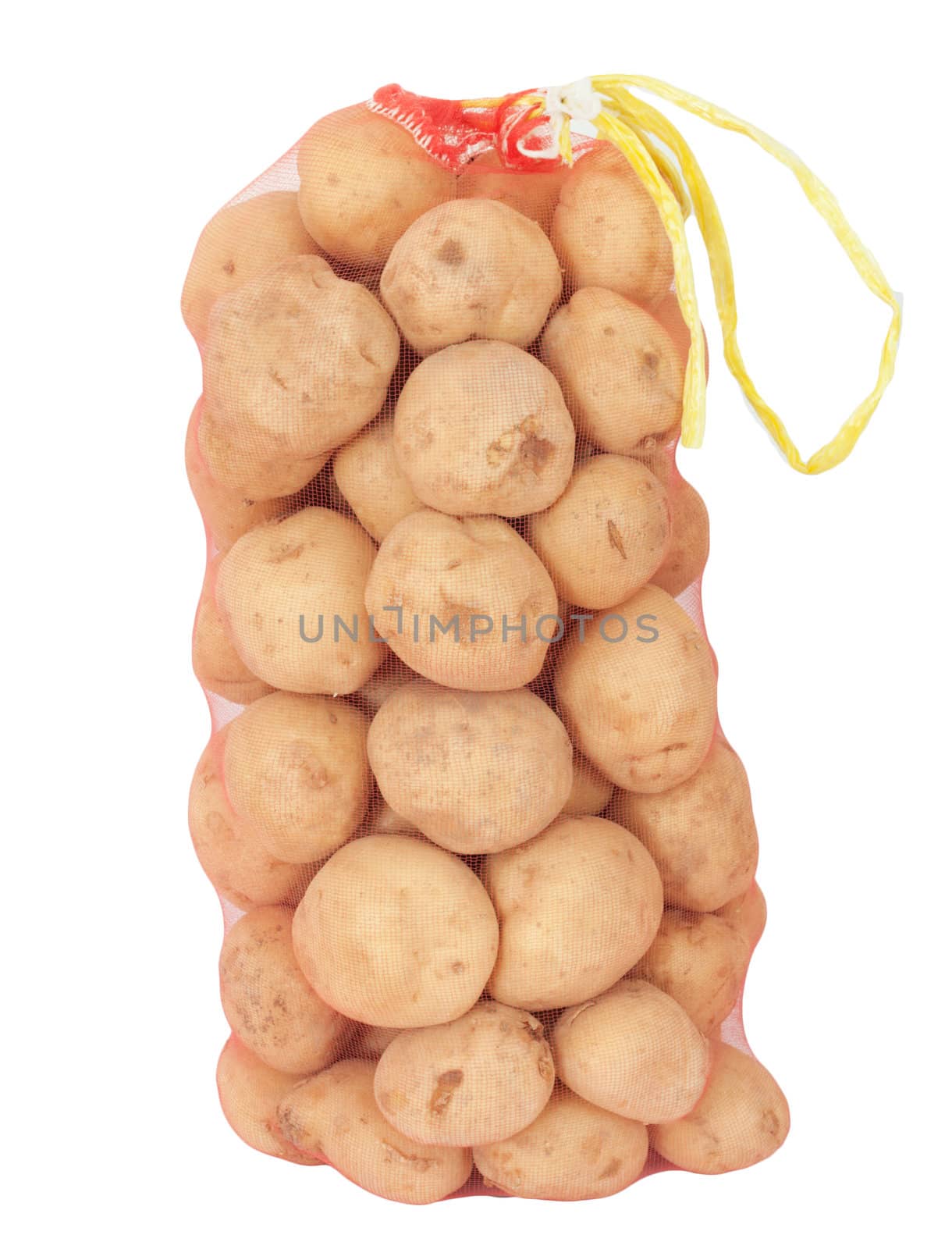 a sack of potatoes on a white background by schankz