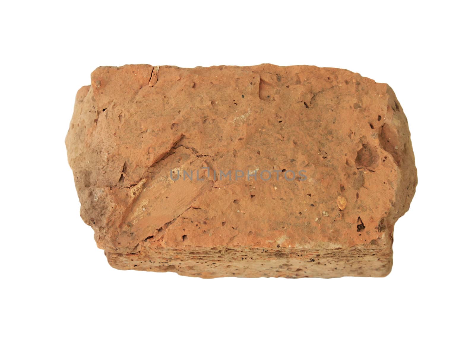a piece of brick on a white background