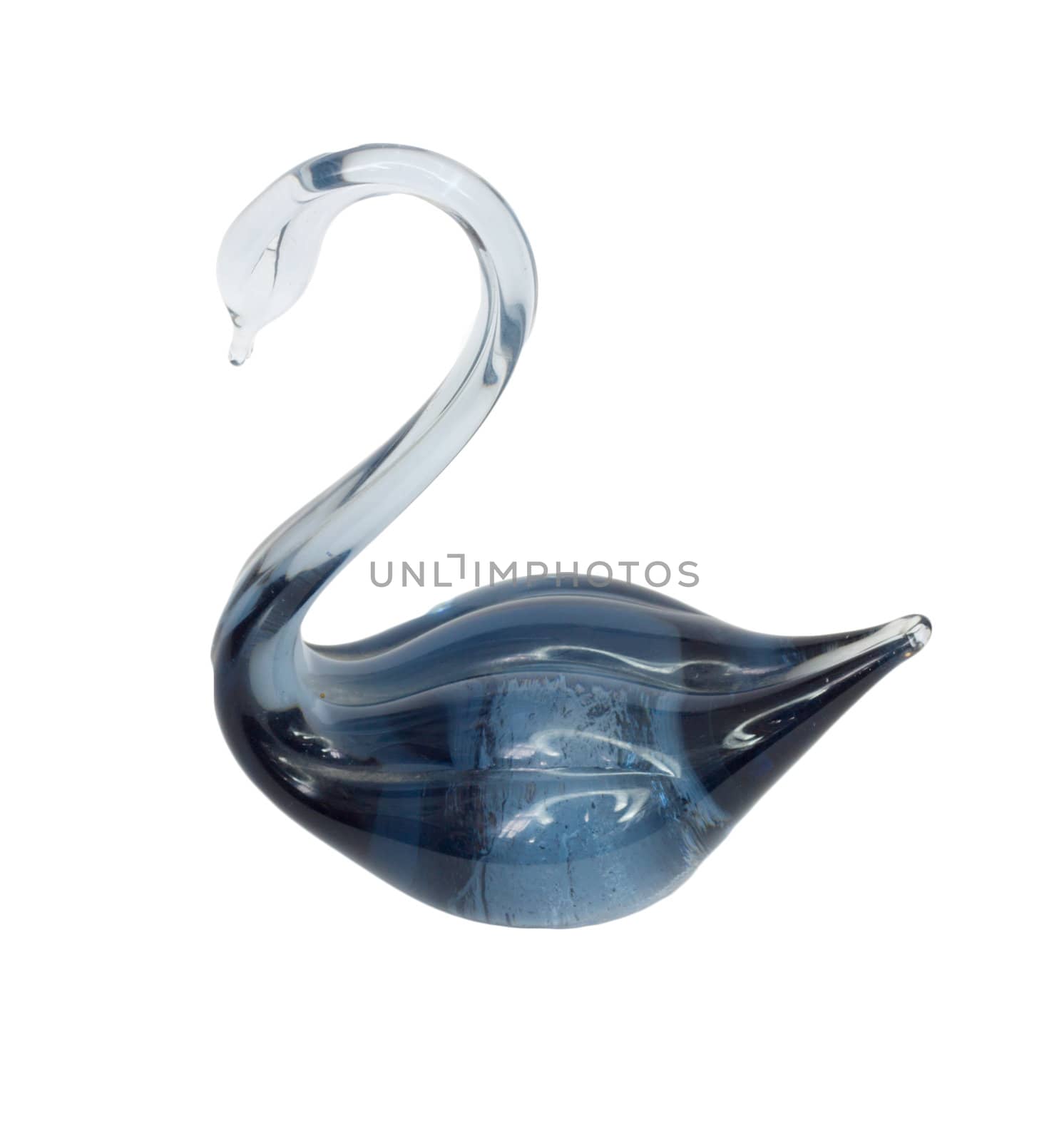 blue crystal swan on white background 
