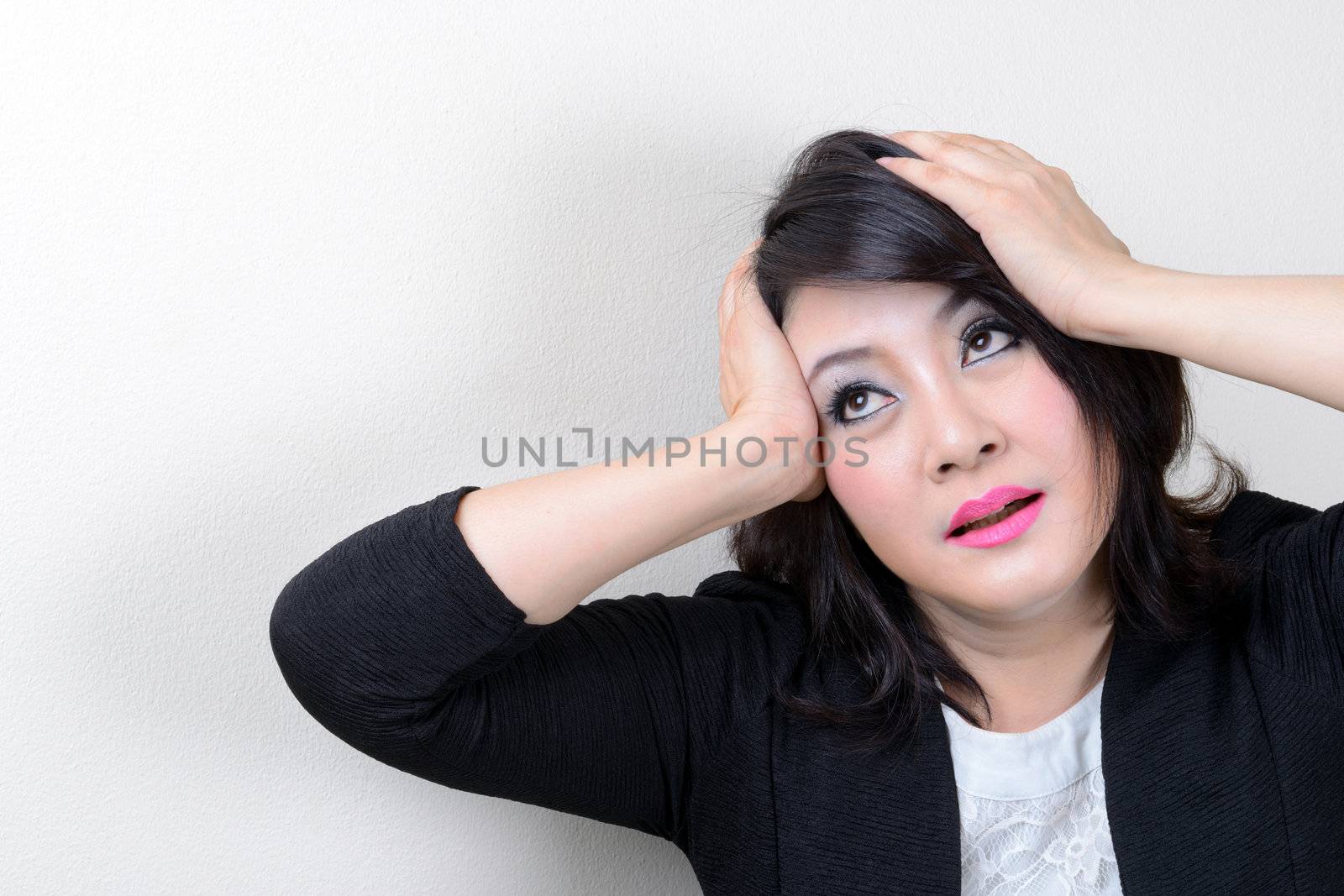 upset  business woman on the white background