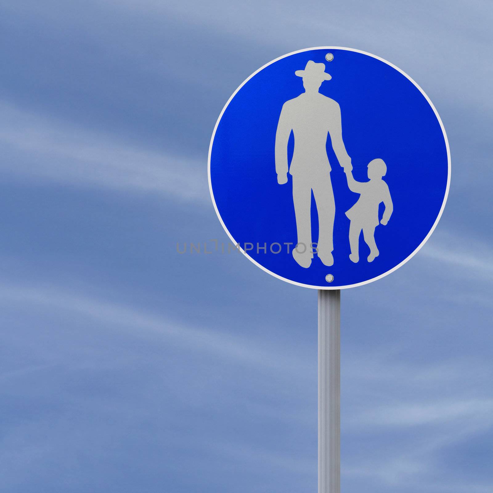 An actual road sign indicating a footpath for pedestrians only