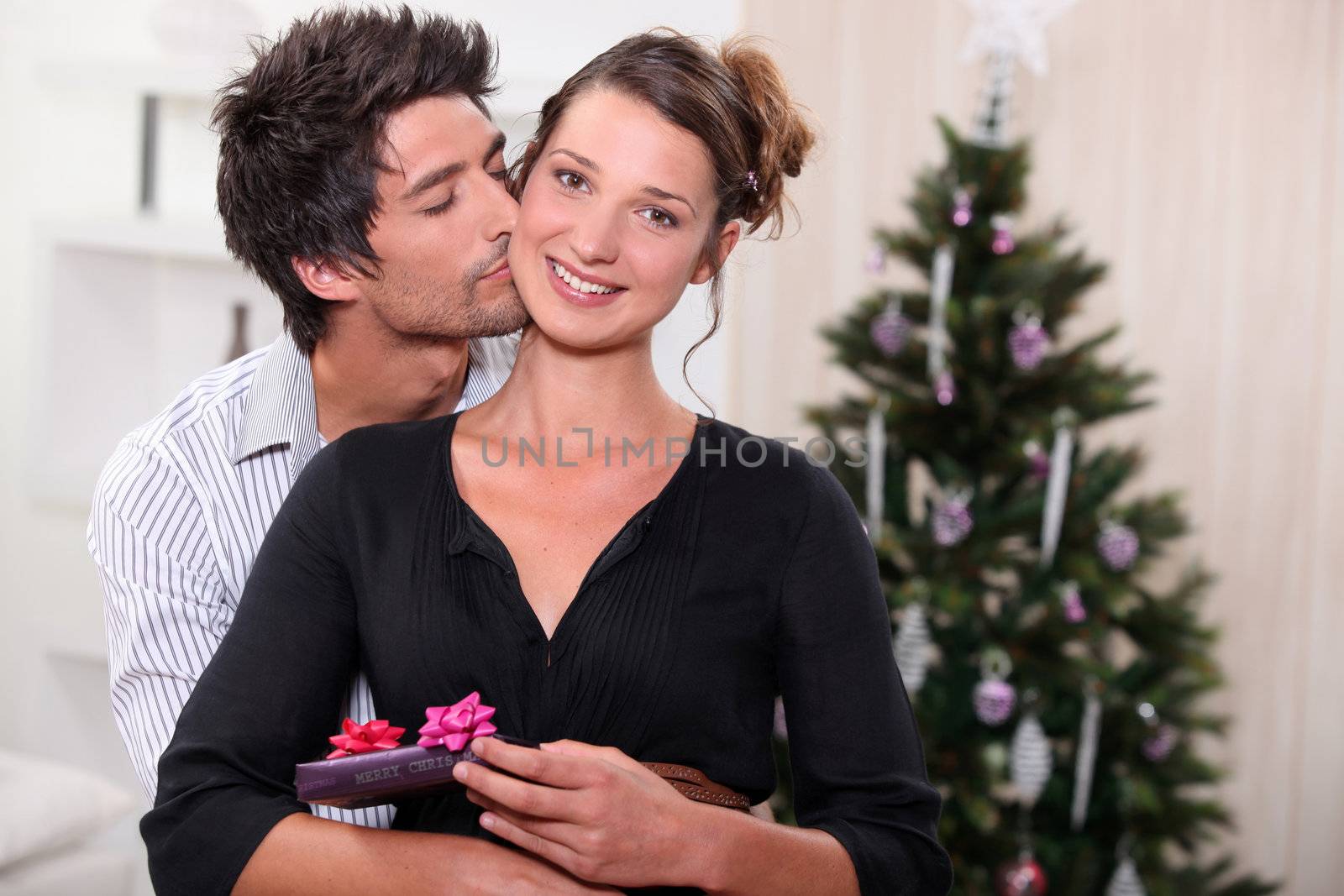 Couple celebrating Christmas together