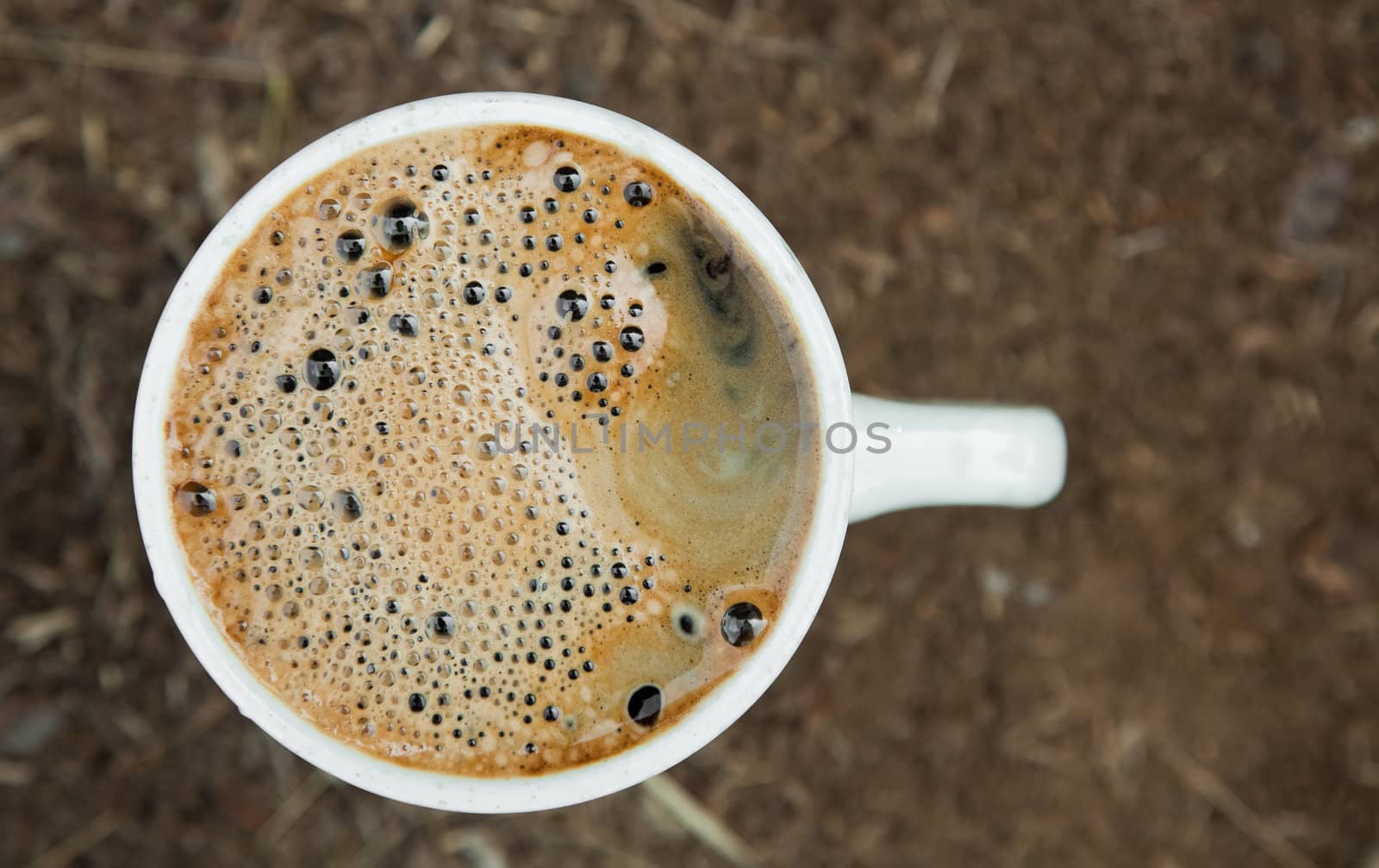 Close-up cup of fresh coffee