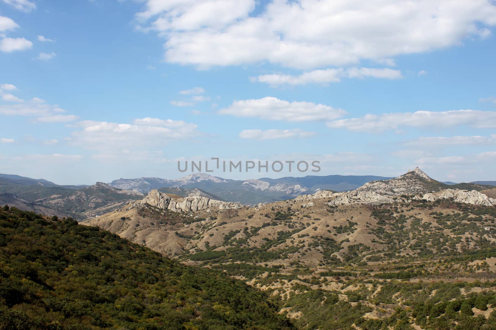 view on Crimean mountains near Kara Dag
