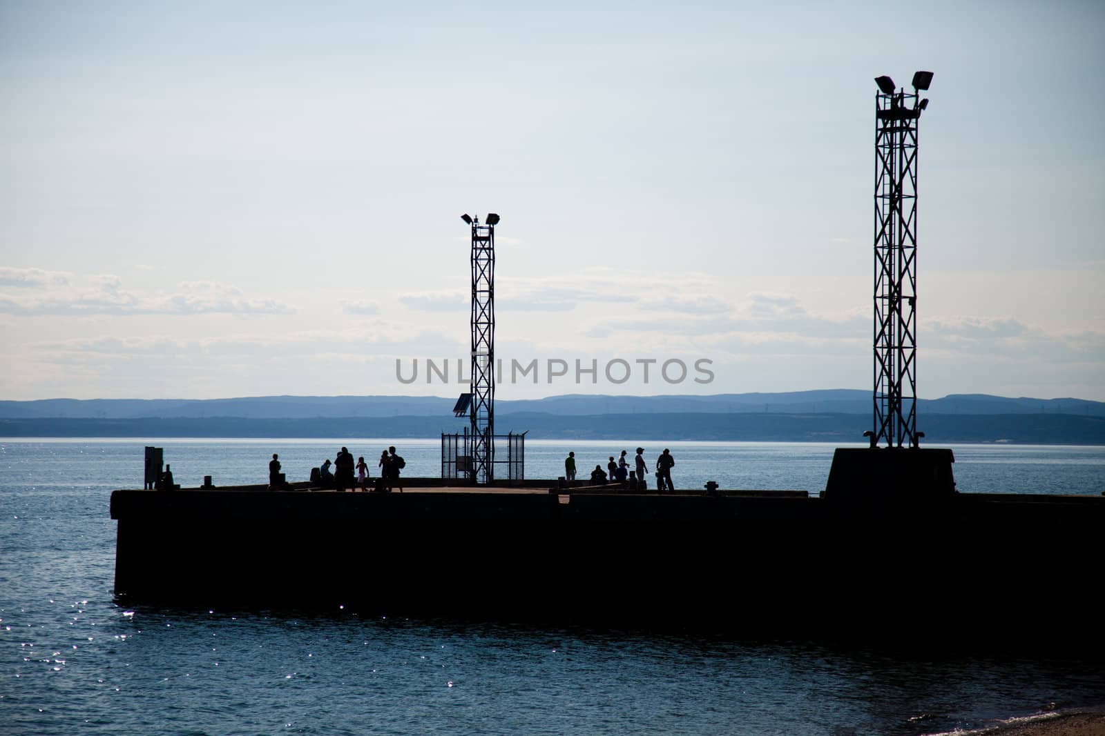 View of pier and the port and fishermans