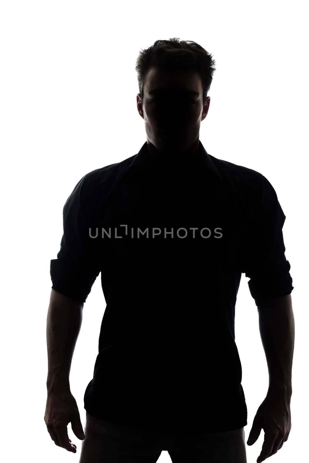 Man in silhouette isolated on white background