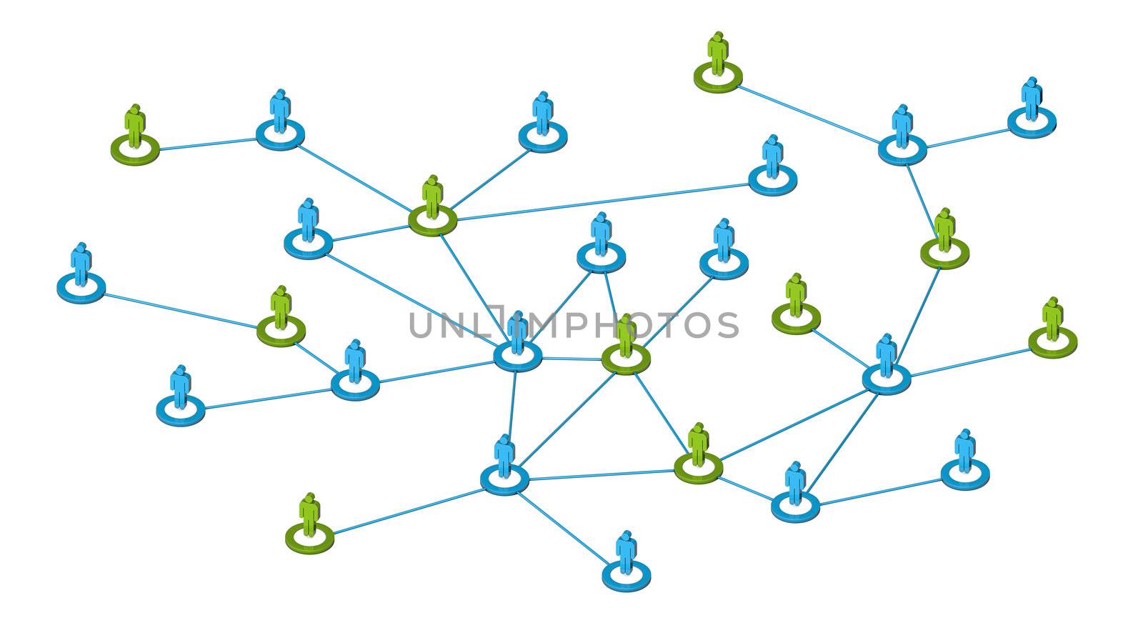 High quality 3d render concept of people internet communication or social network connections. Isolated on white background