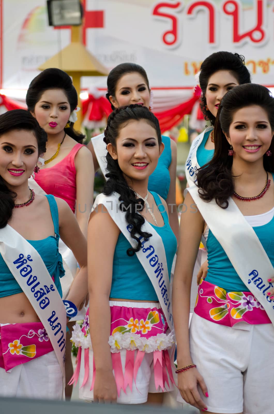 Prachuap Khiri Khan, THAILAND - March 2nd:Unidentified Competitors during the "Miss Sam-All beauty contest 2013" at Prachuap Khiri Khan province on March 2nd, 2013 in Prachuap Khiri Khan, Thailand. 