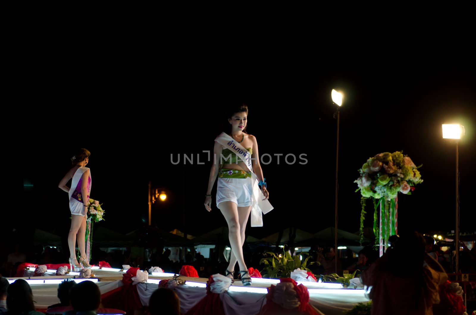 Prachuap Khiri Khan, THAILAND - March 2nd:Unidentified Competitors during the "Miss Sam-All beauty contest 2013" at Prachuap Khiri Khan province on March 2nd, 2013 in Prachuap Khiri Khan, Thailand. 