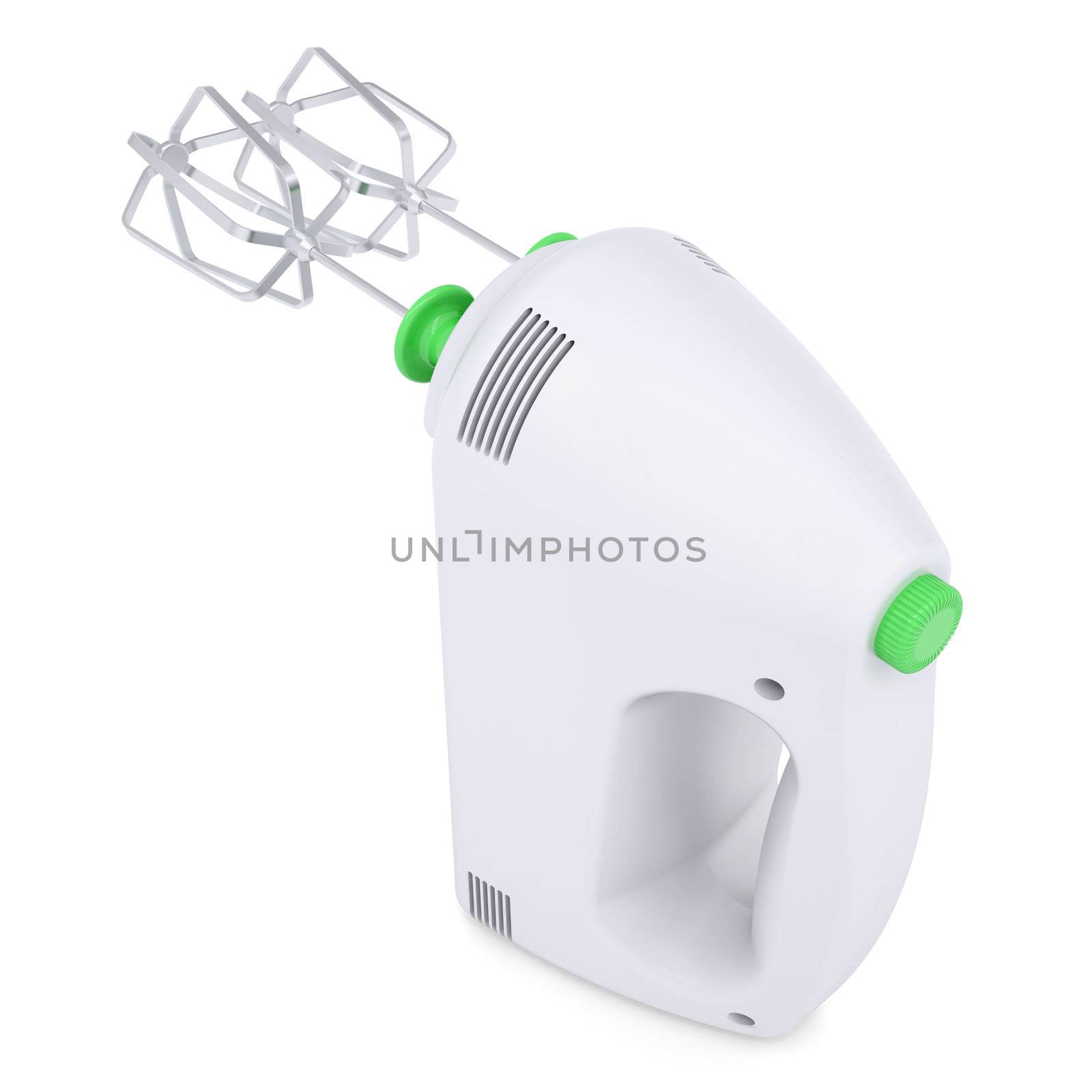 White hand mixer. Isolated render on a white background