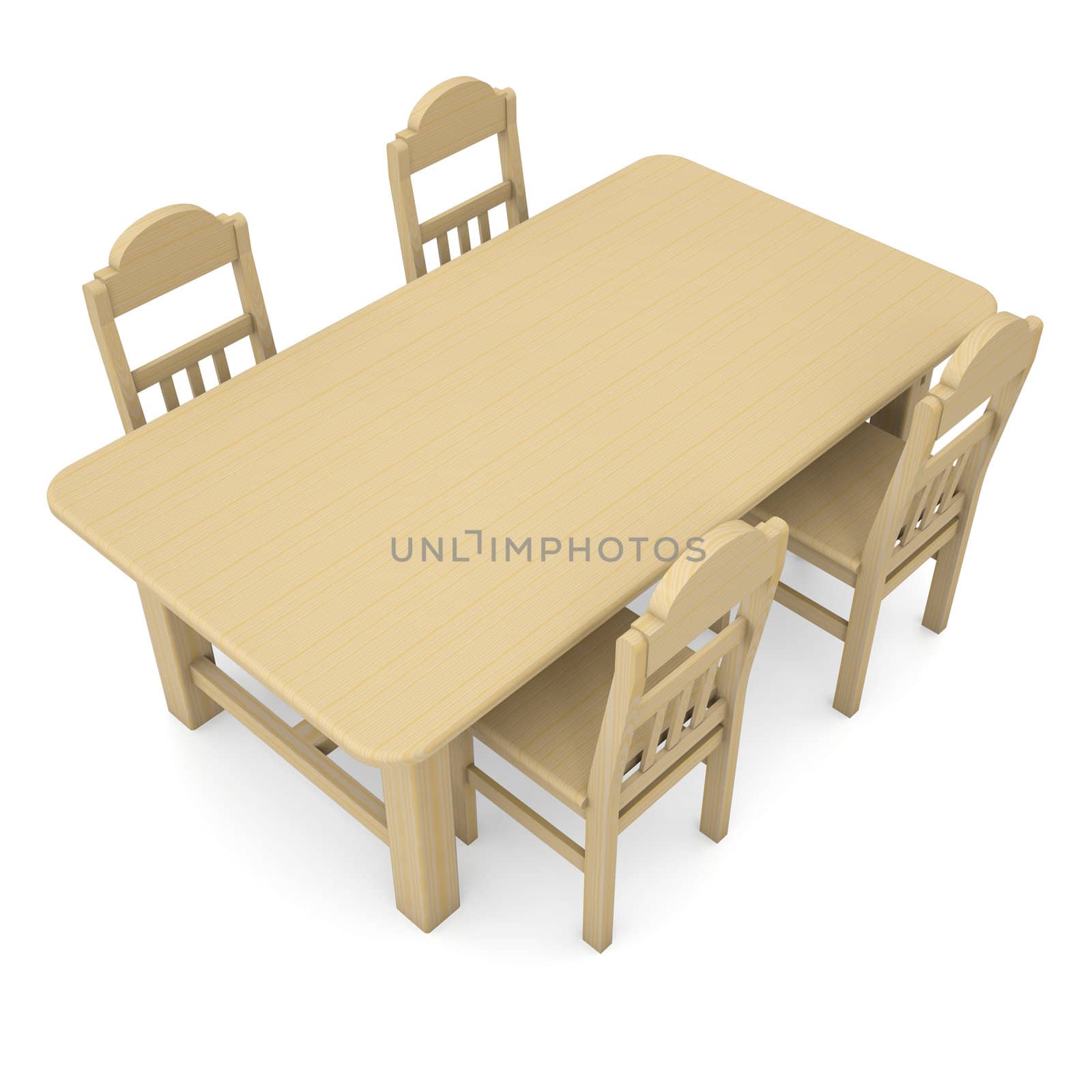 Wooden table and chairs by cherezoff