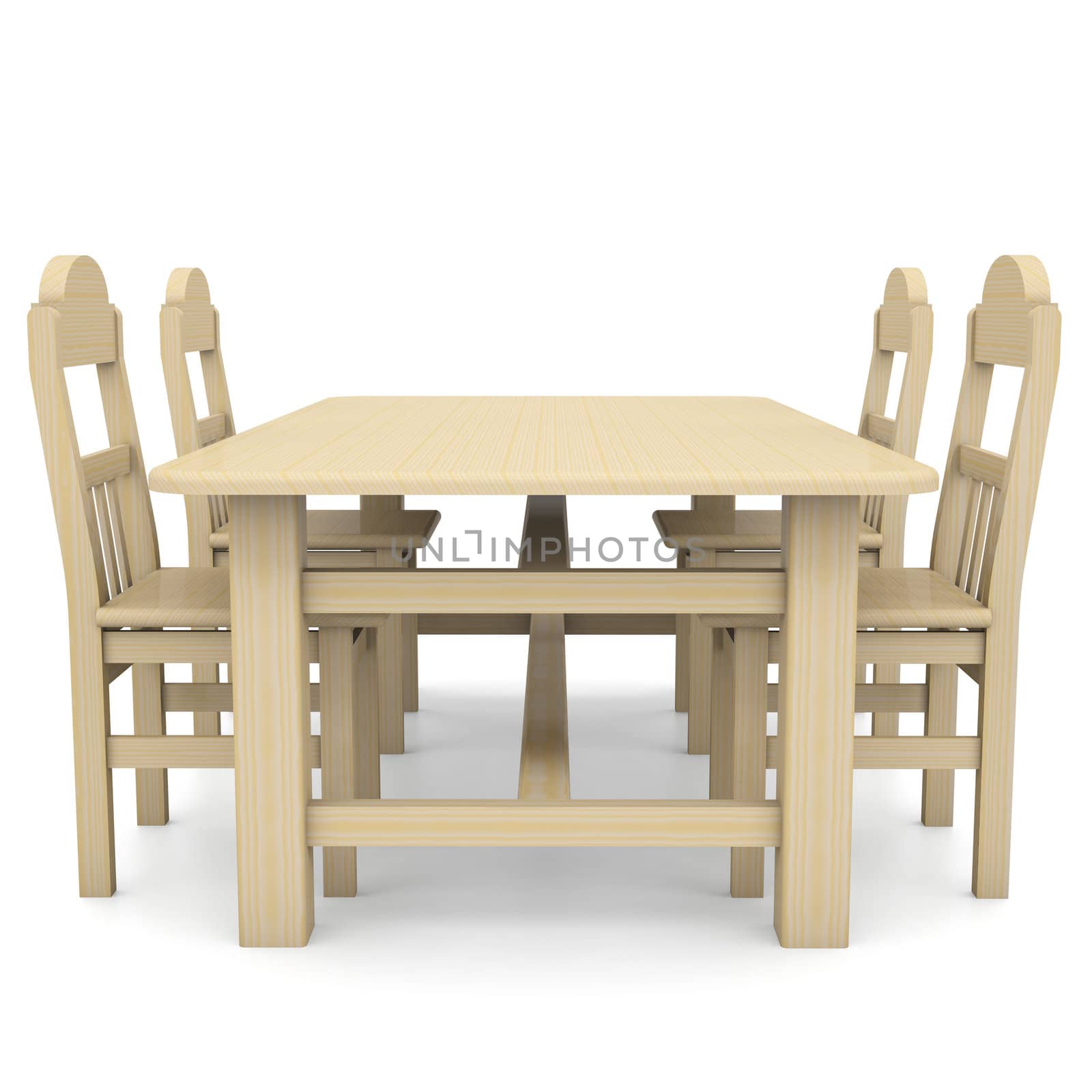 Wooden table and chairs by cherezoff