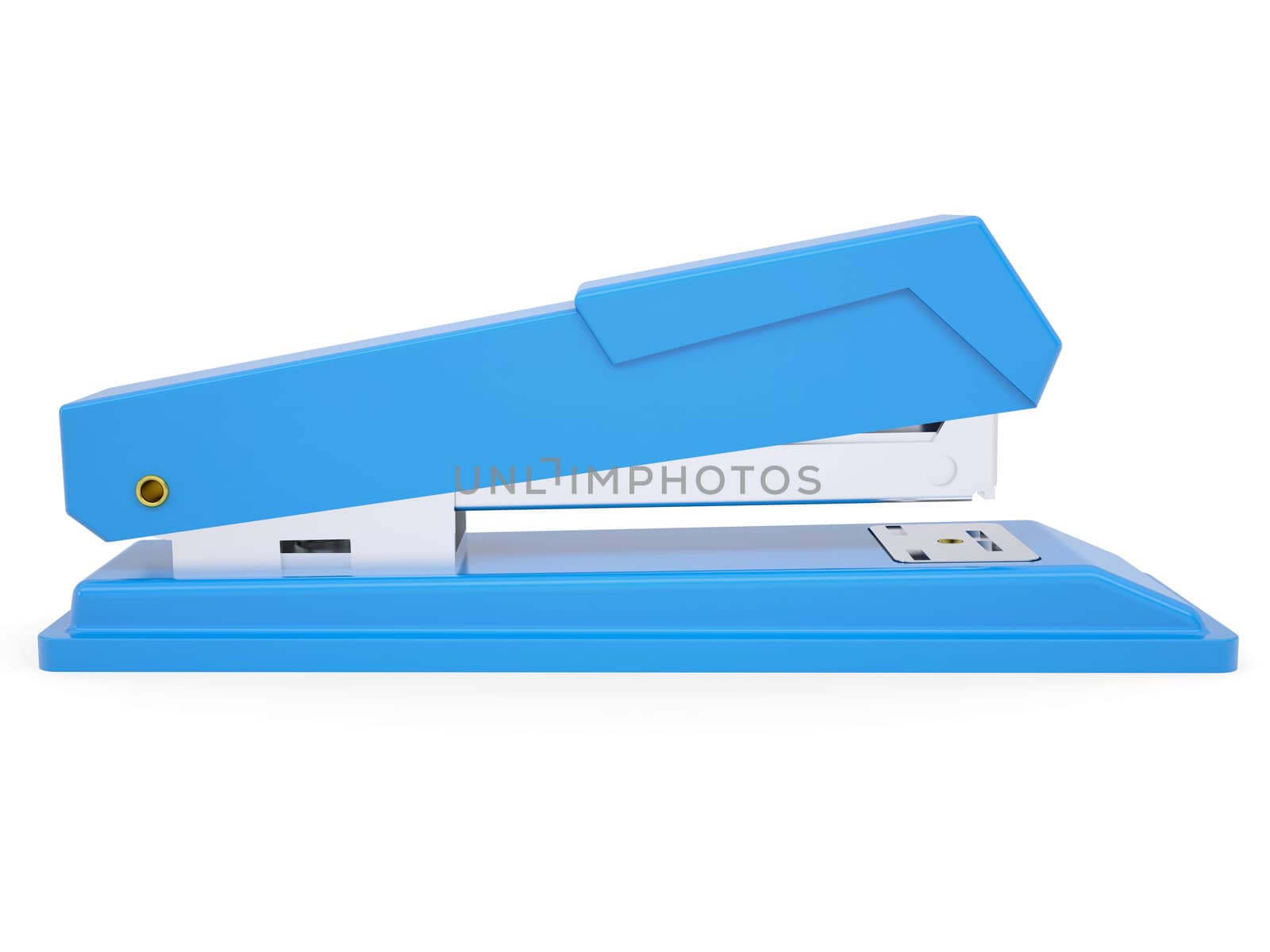 Blue small stapler. Isolated render on a white background