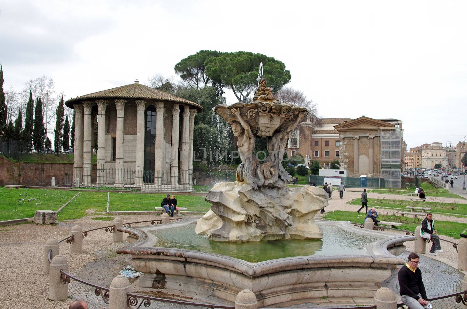 ROME, ITALY - MARCH 06: Piazza Bocca della Verita, Temple of Hercules Victor on March 06, 2011 in Rome, Italy