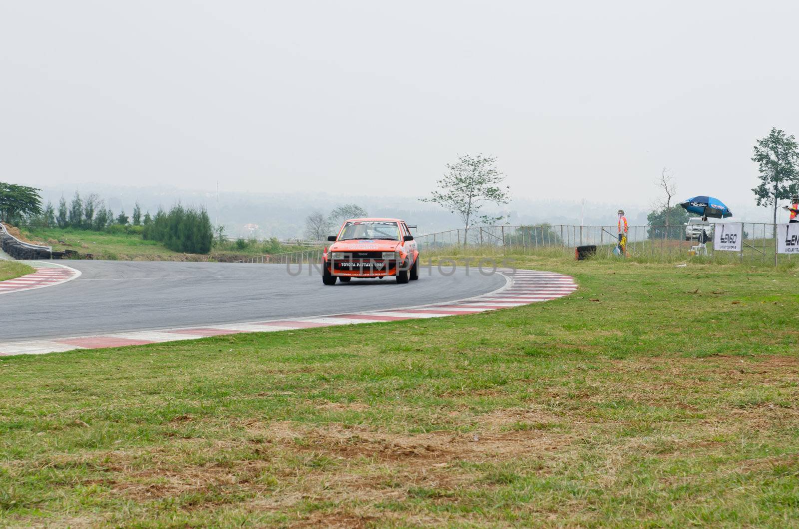 Nakhon Ratchasima, Thailand - March 9th:Unidentified car racing competitors during the "Thailand circuit 2013  " at Bonanza speedway on March 9th, 2013 in Nakhon Ratchasima, Thailand. 