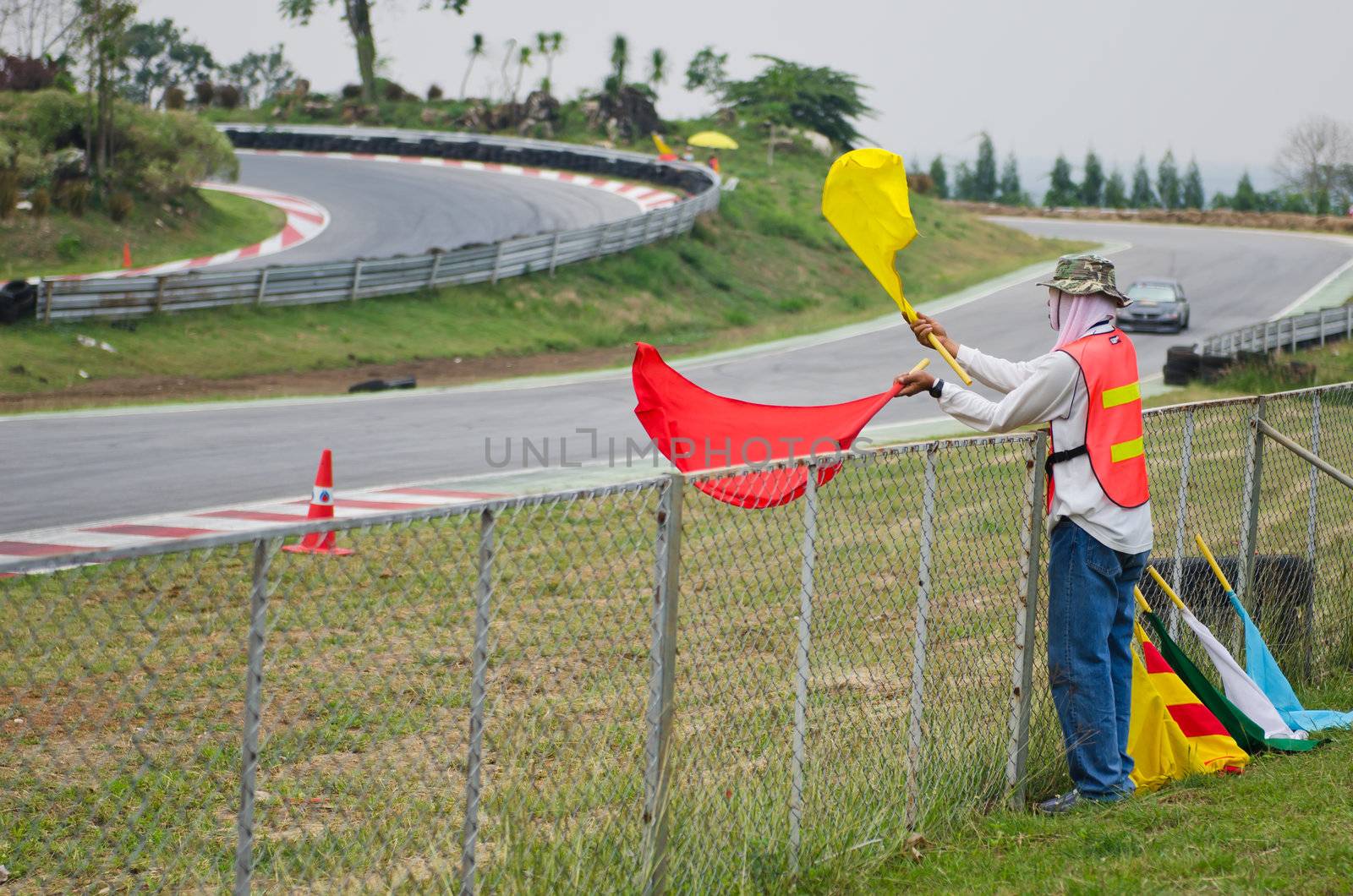 Nakhon Ratchasima, Thailand - March 9th:Unidentified car racing competitors during the "Thailand circuit 2013  " at Bonanza speedway on March 9th, 2013 in Nakhon Ratchasima, Thailand. 