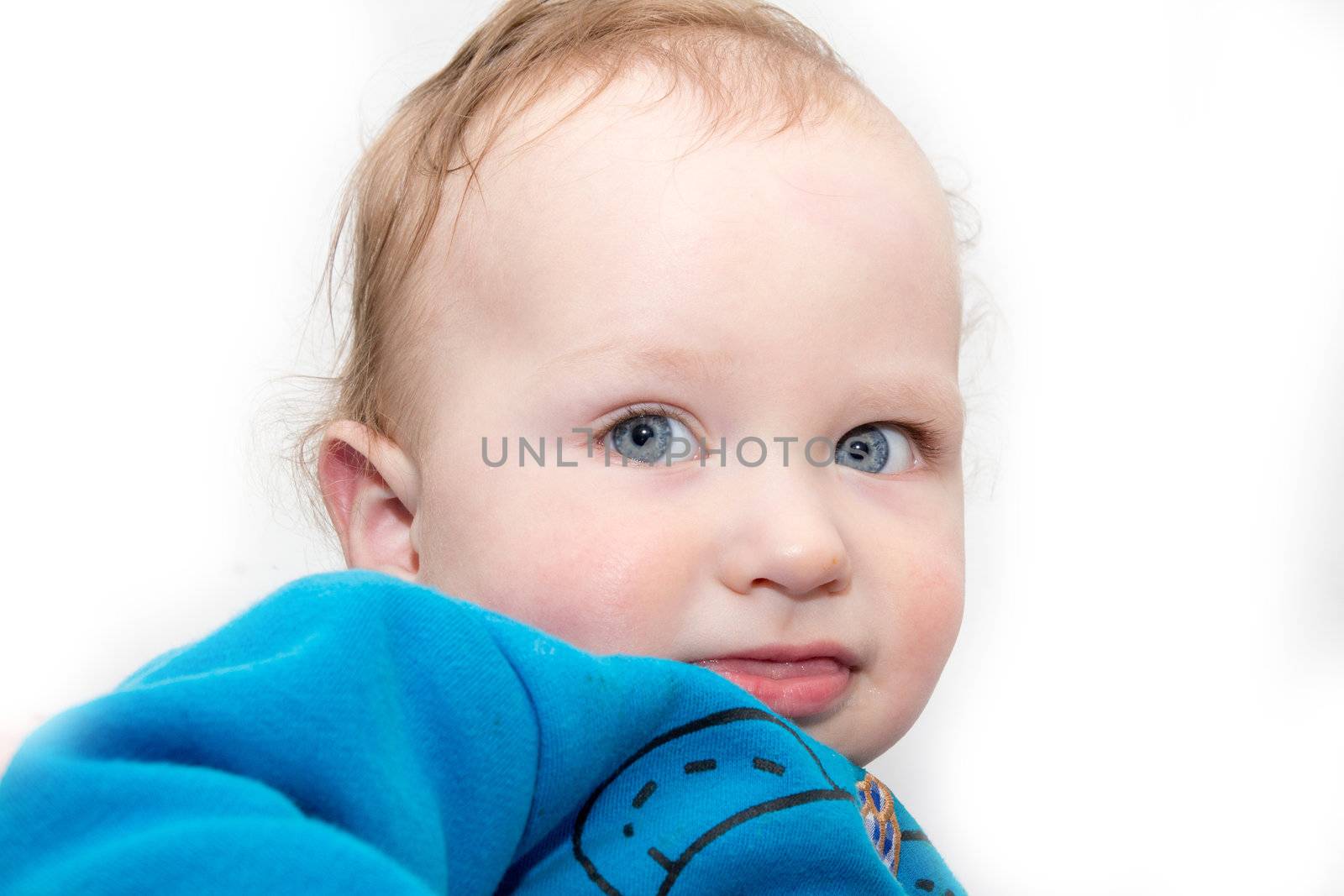 Portrait of the baby on a white background by schankz