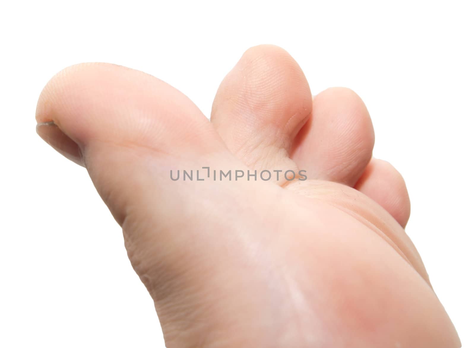 men's toes on a white background