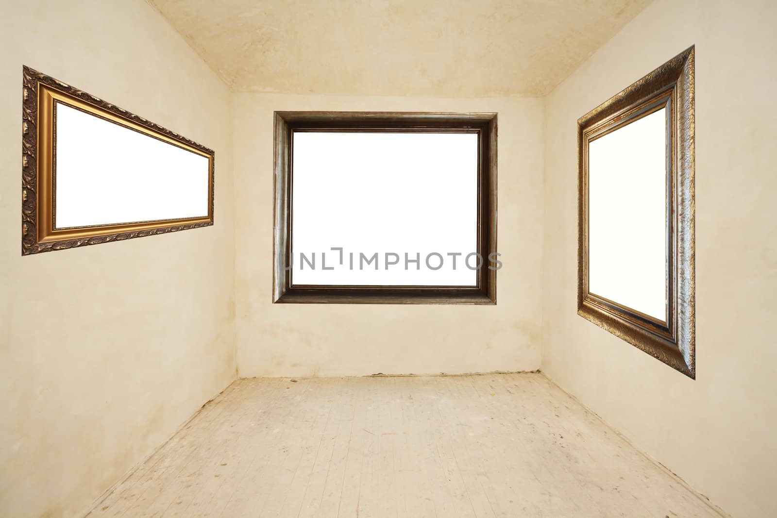empty room with picture frames