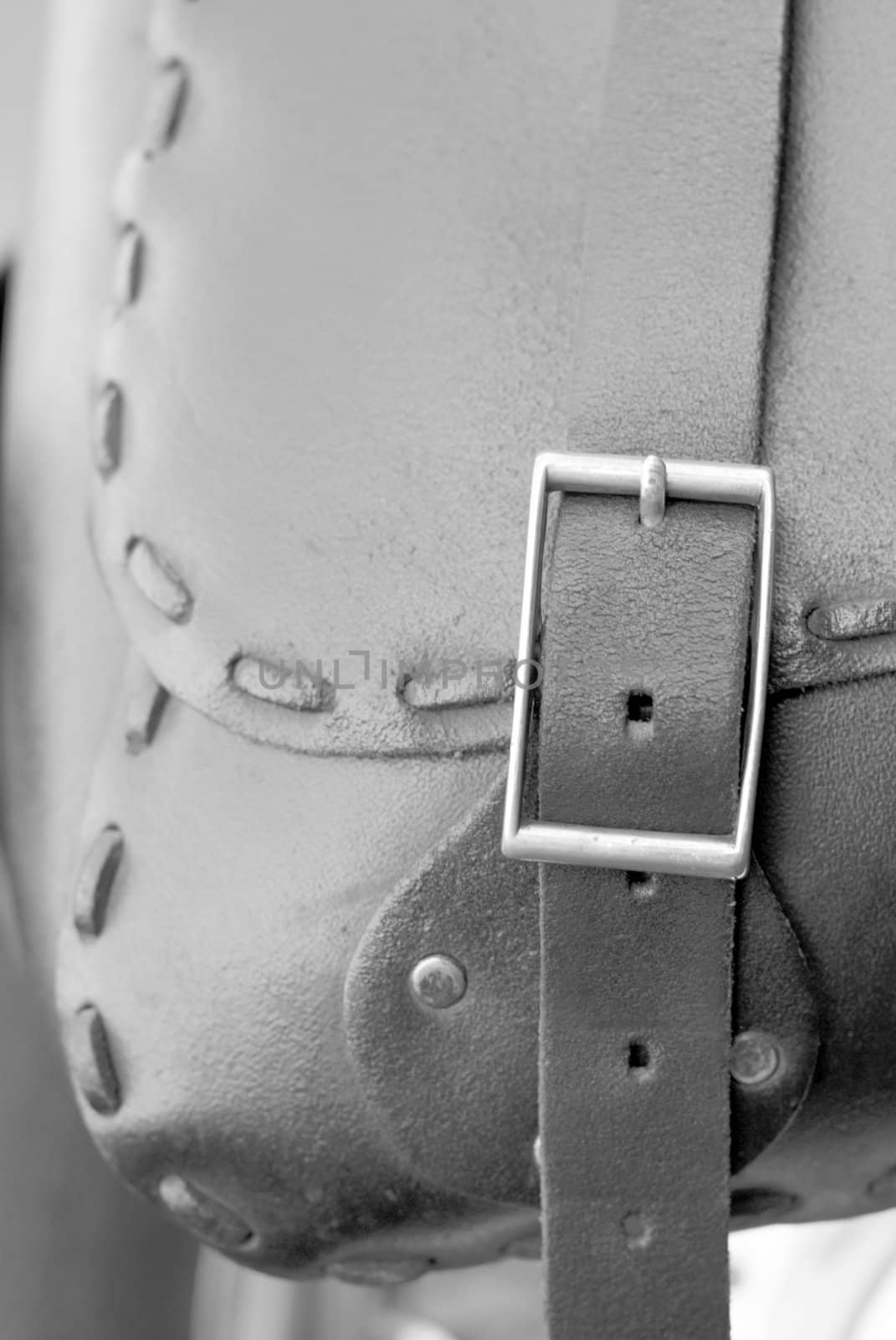 detail of motorcycle leather bag