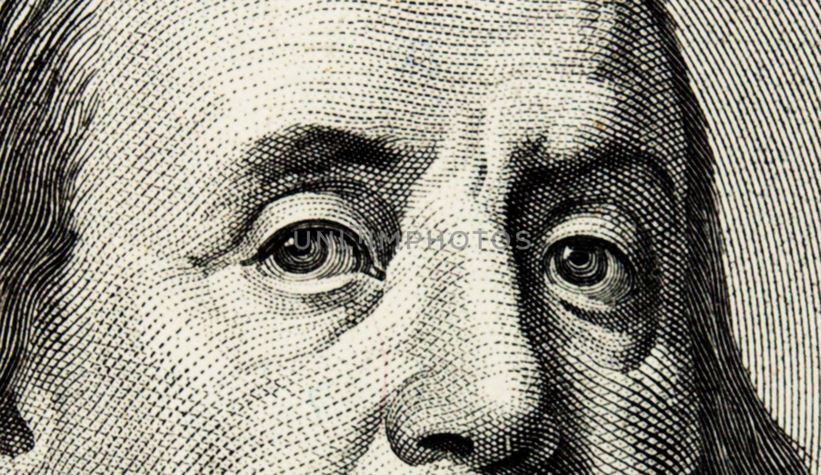 Hundred dollar bill, eye Franklin background, textures  by schankz