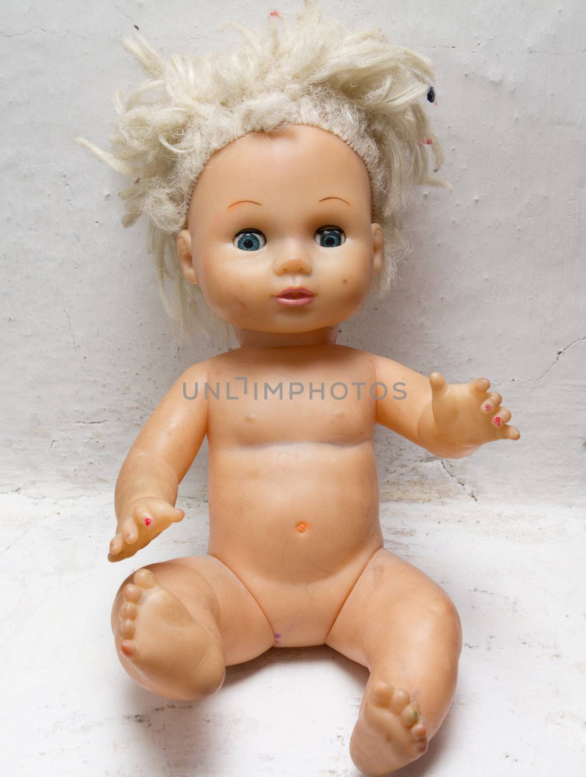 old doll on a white background by schankz