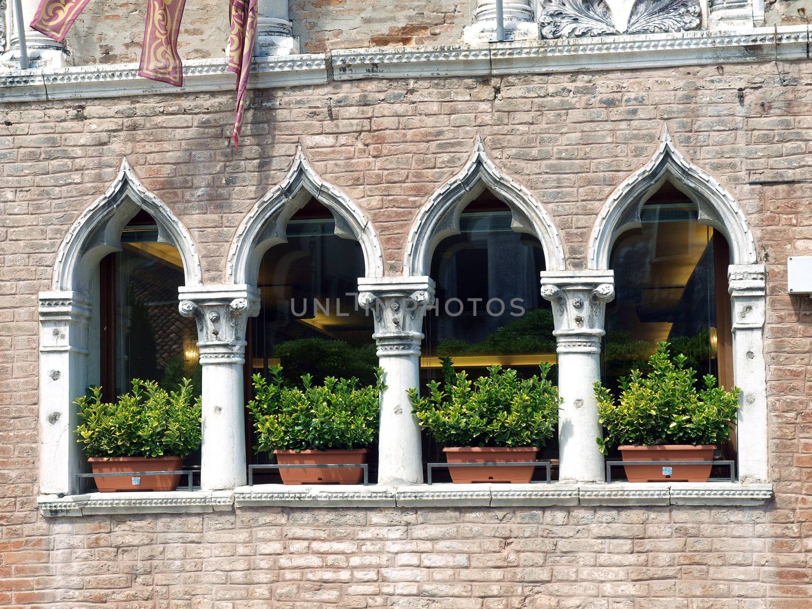 Venice -  Fondamenta Minotto. A typical Venetian facade of the Palazzo Marcello 