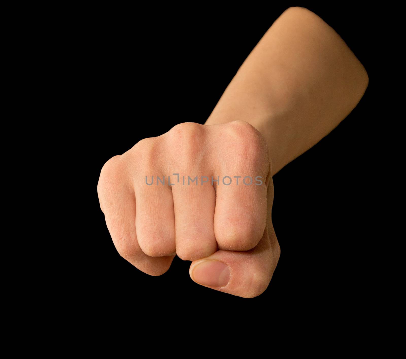 hand on a black background