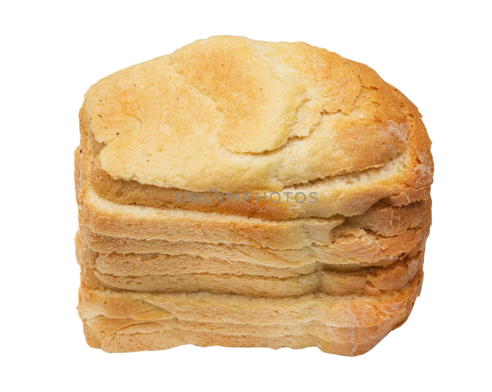 Slices of bread on white background 